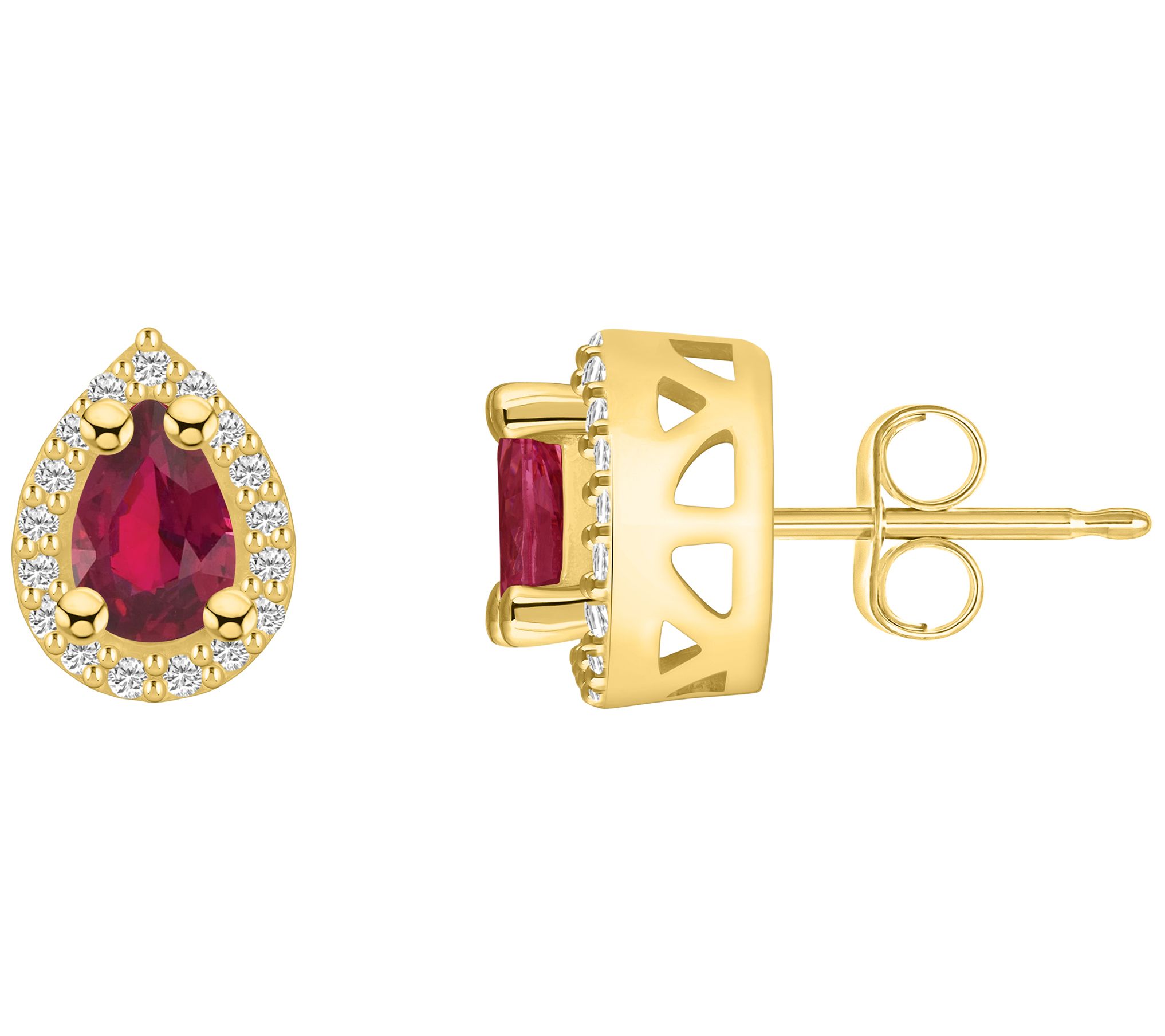 Affinity Gems 14K 1.04 cttw Ruby & Diamond Pear Studs