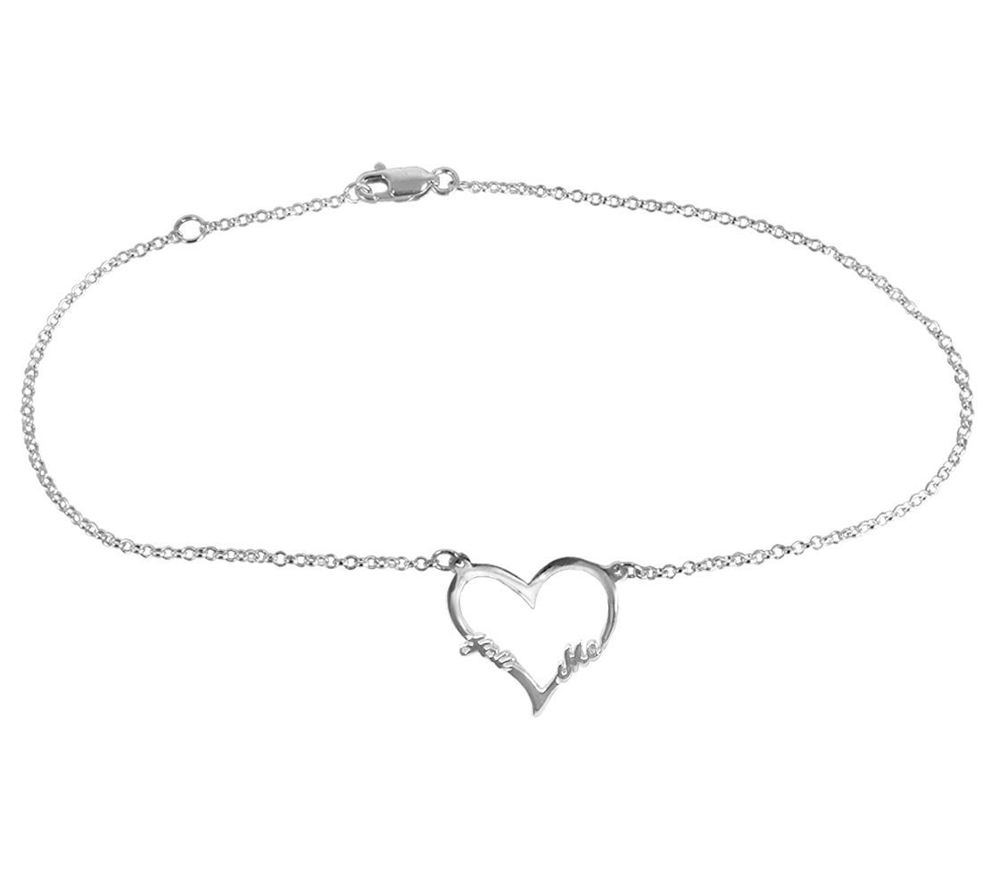 Open Heart "You Love Me" Sterling Silver Anklet