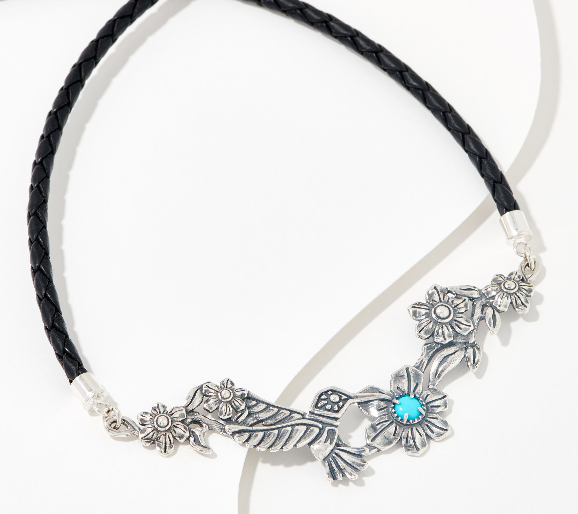 leahter necklace made of braided leather and 925 sterling silver choose  your length up to 60 cm * Jewelry Shop