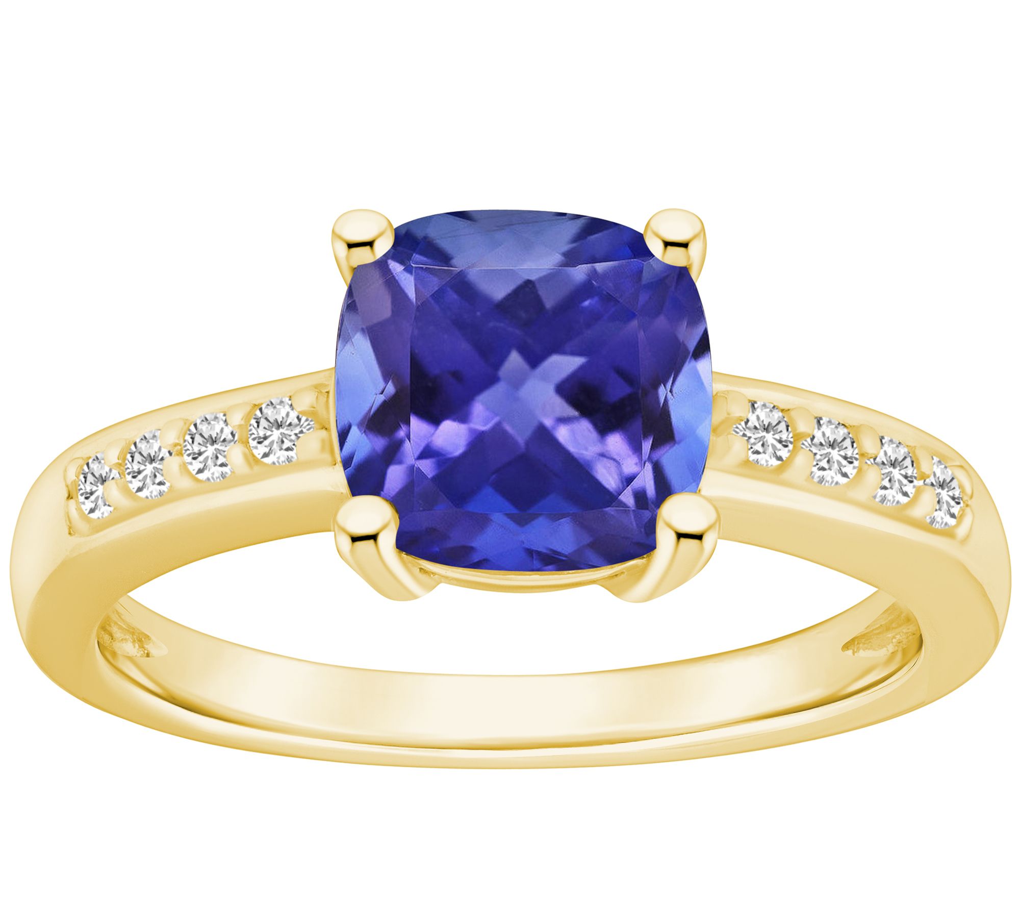 Affinity Gems Cushion Tanzanite & Diamond Ring, 14K Gold