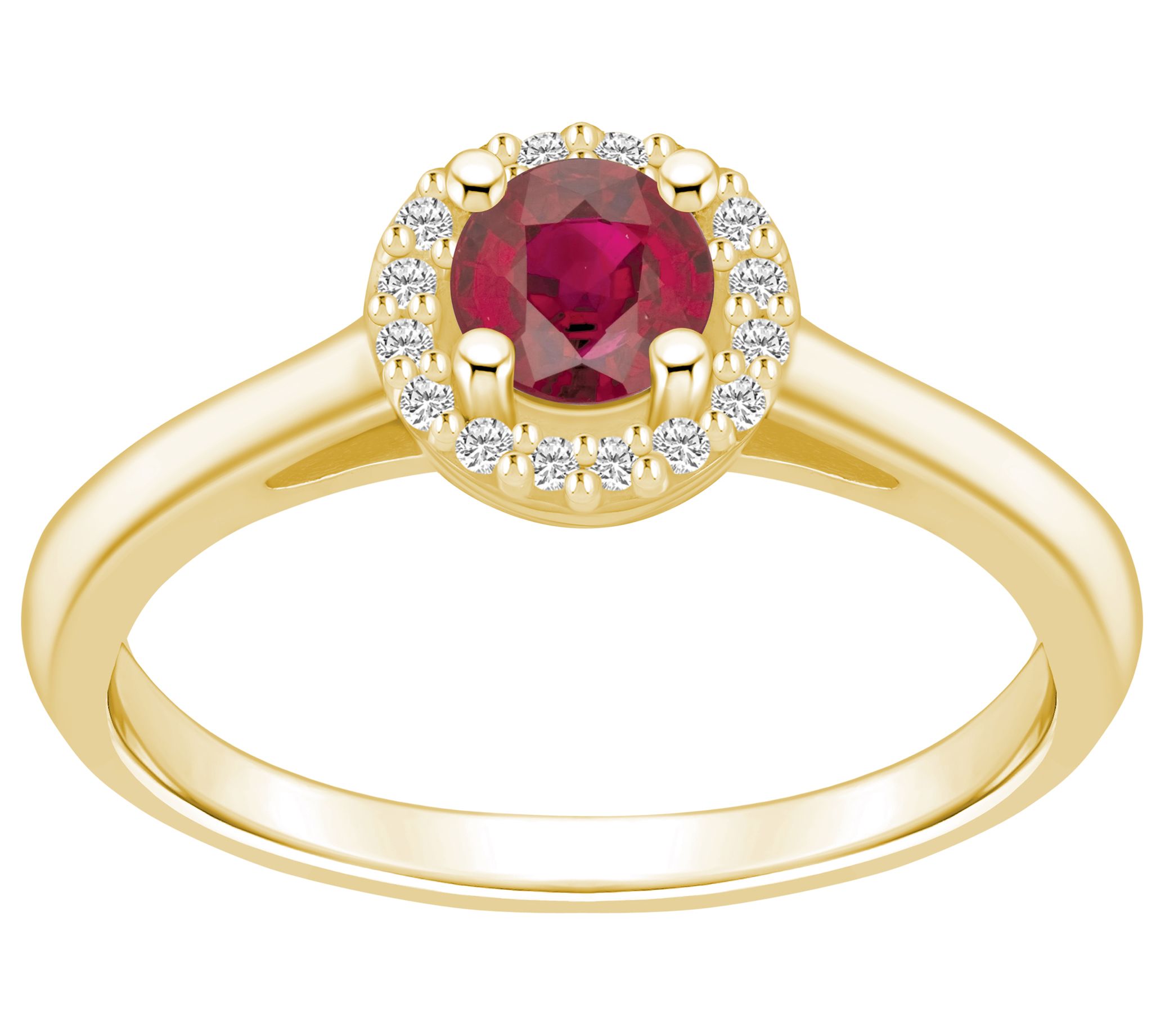 Affinity Gems Round Gemstone & Diamond Ring, 14K Gold