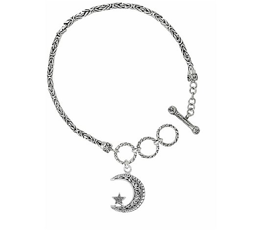 Artisan Crafted Sterling Silver Crescent Moon Charm Bracelet