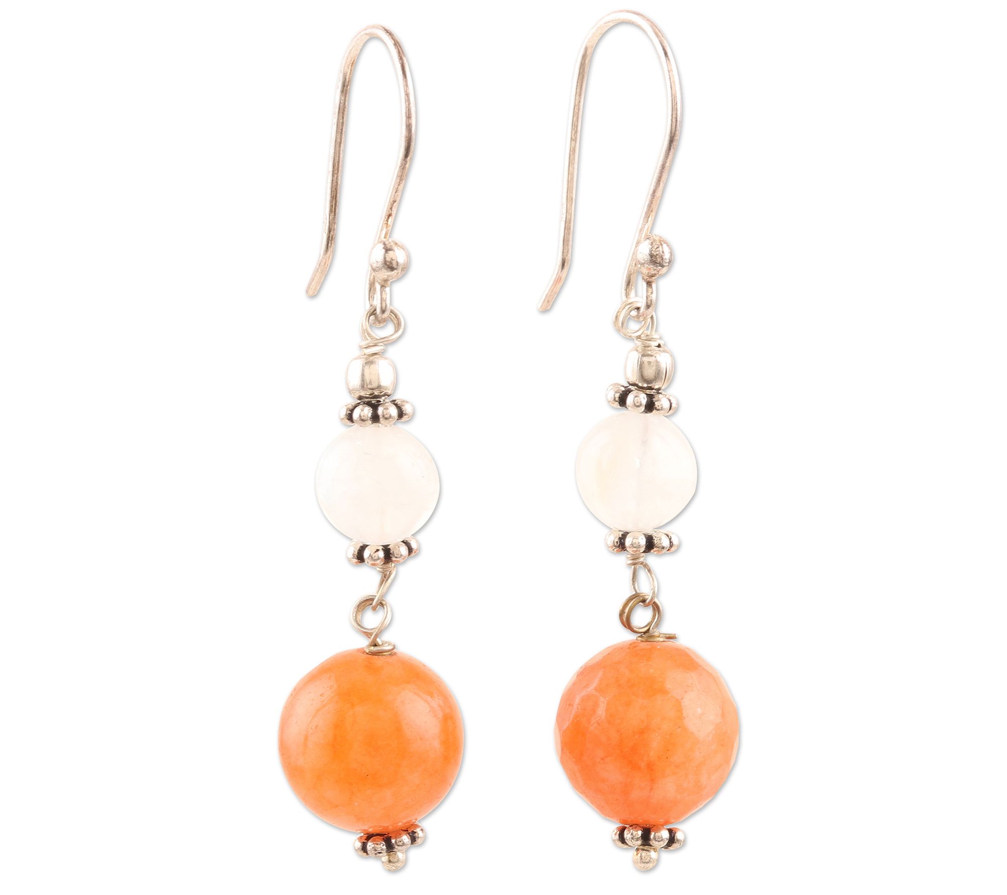 Novica Artisan Crafted Sterling Agate & Moonstone Earrings