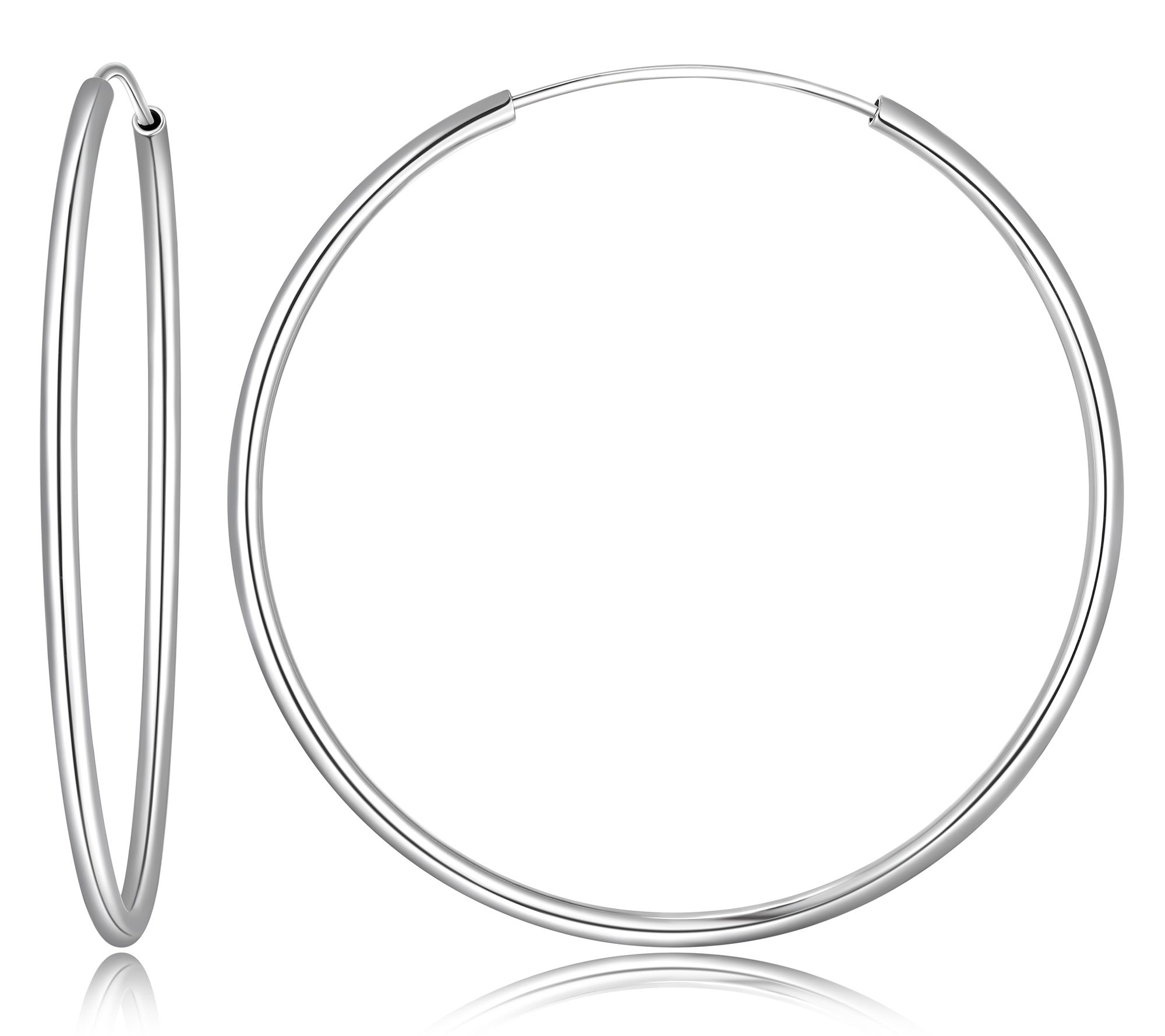 Silver Style 2" Round Endless Hoop Earrings, Sterling