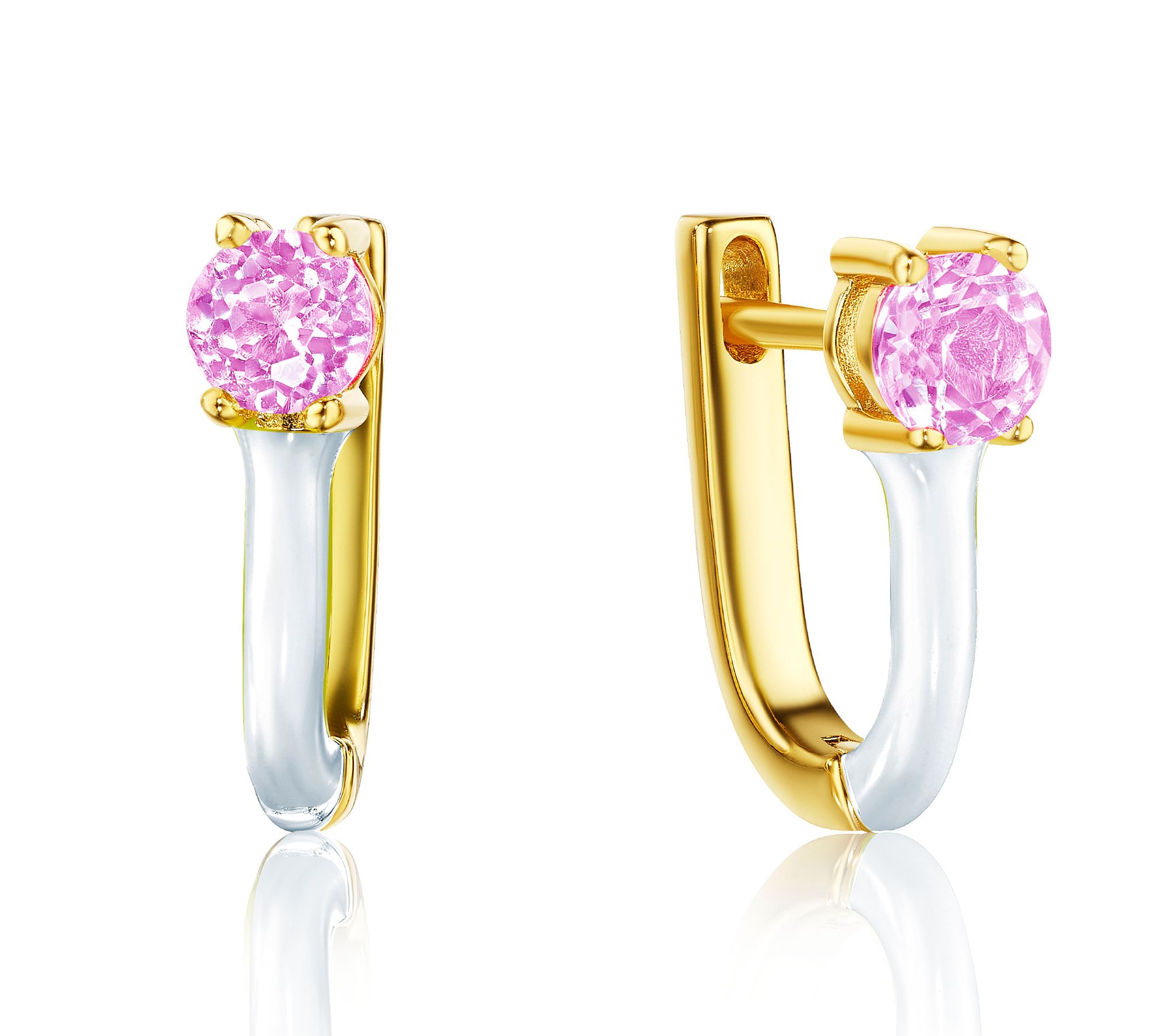 House of Frosted 14K Gold Plated Gemstone Enamel Earrings
