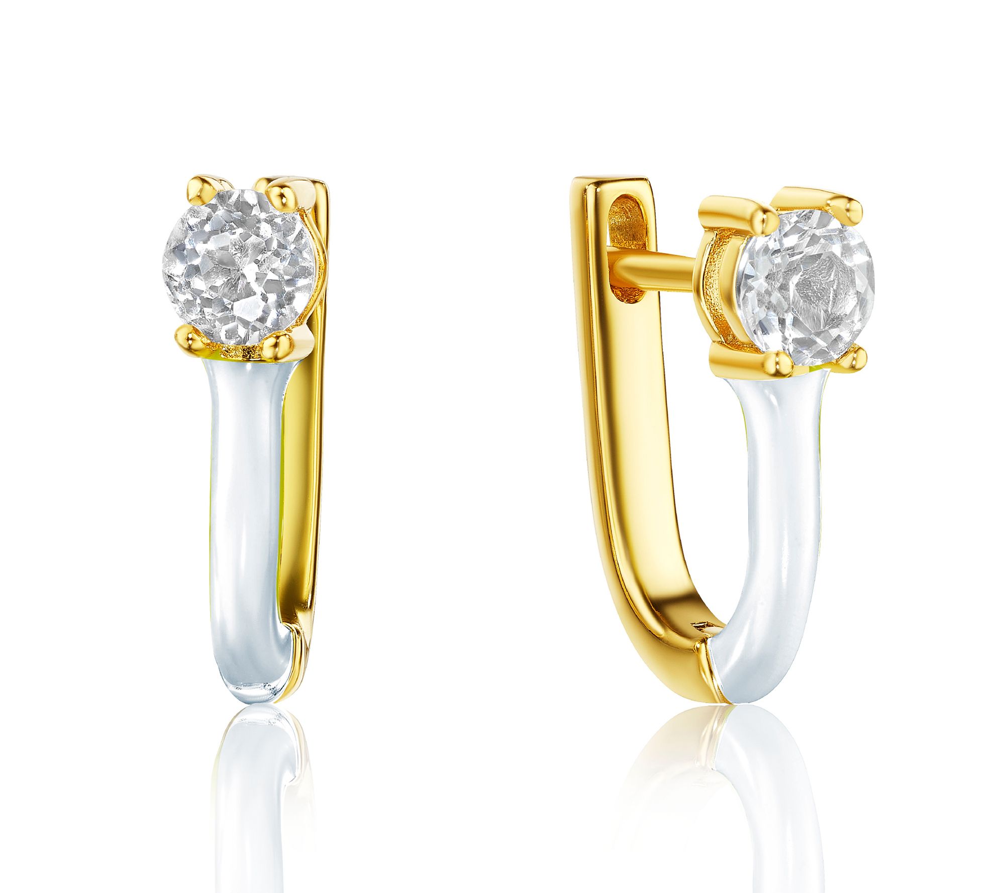 House of Frosted 14K Gold Plated Gemstone Enamel Earrings