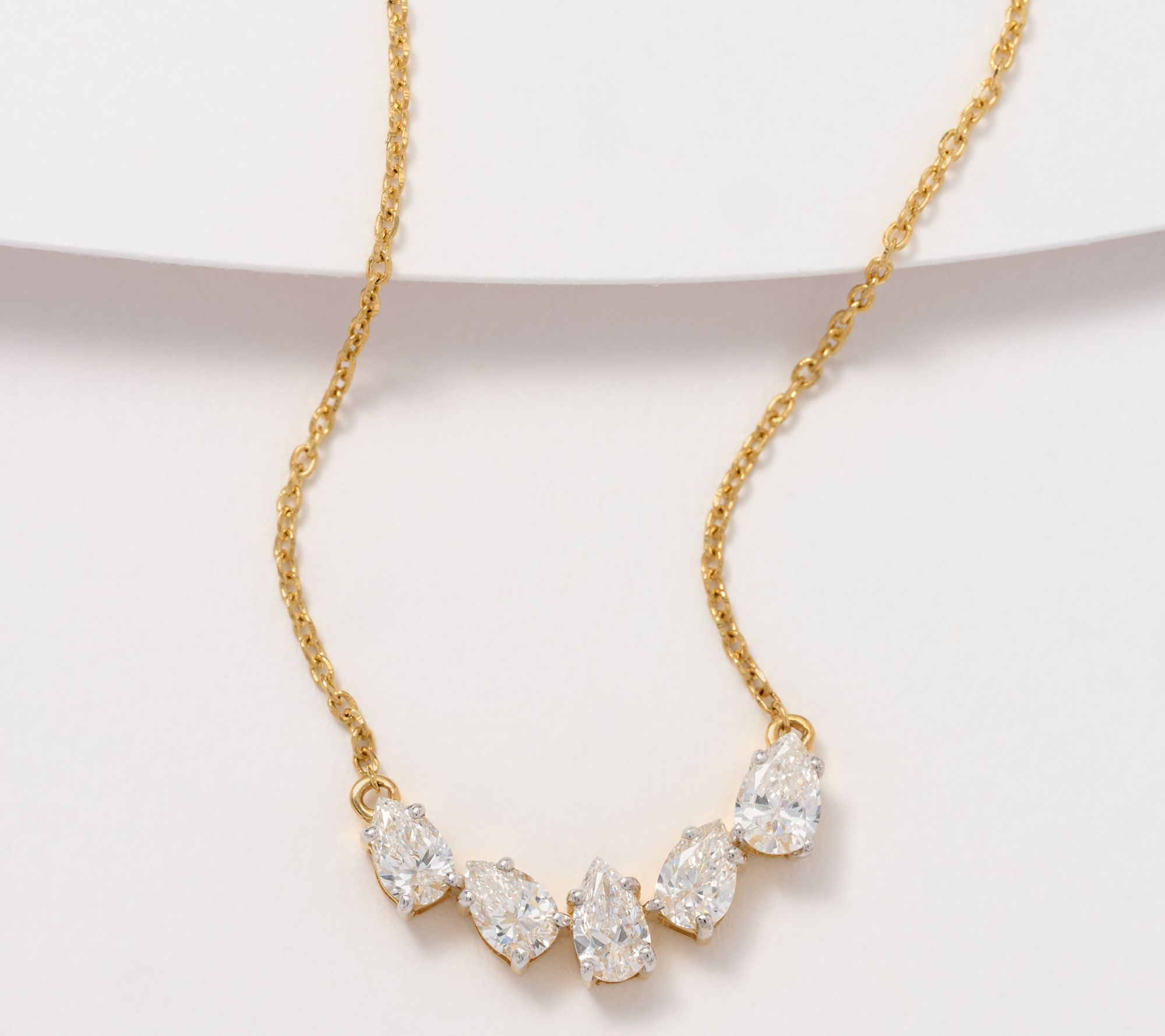 Fire Light Lab Grown Diamond 5-Stone Pear Cut Necklace, 1.00cttw, 14K ...
