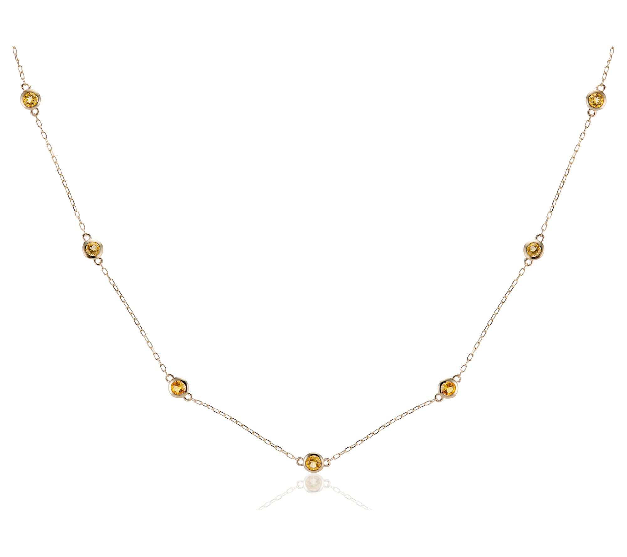 House of Frosted 14K Gold Plated Citrine Station Necklace - QVC.com