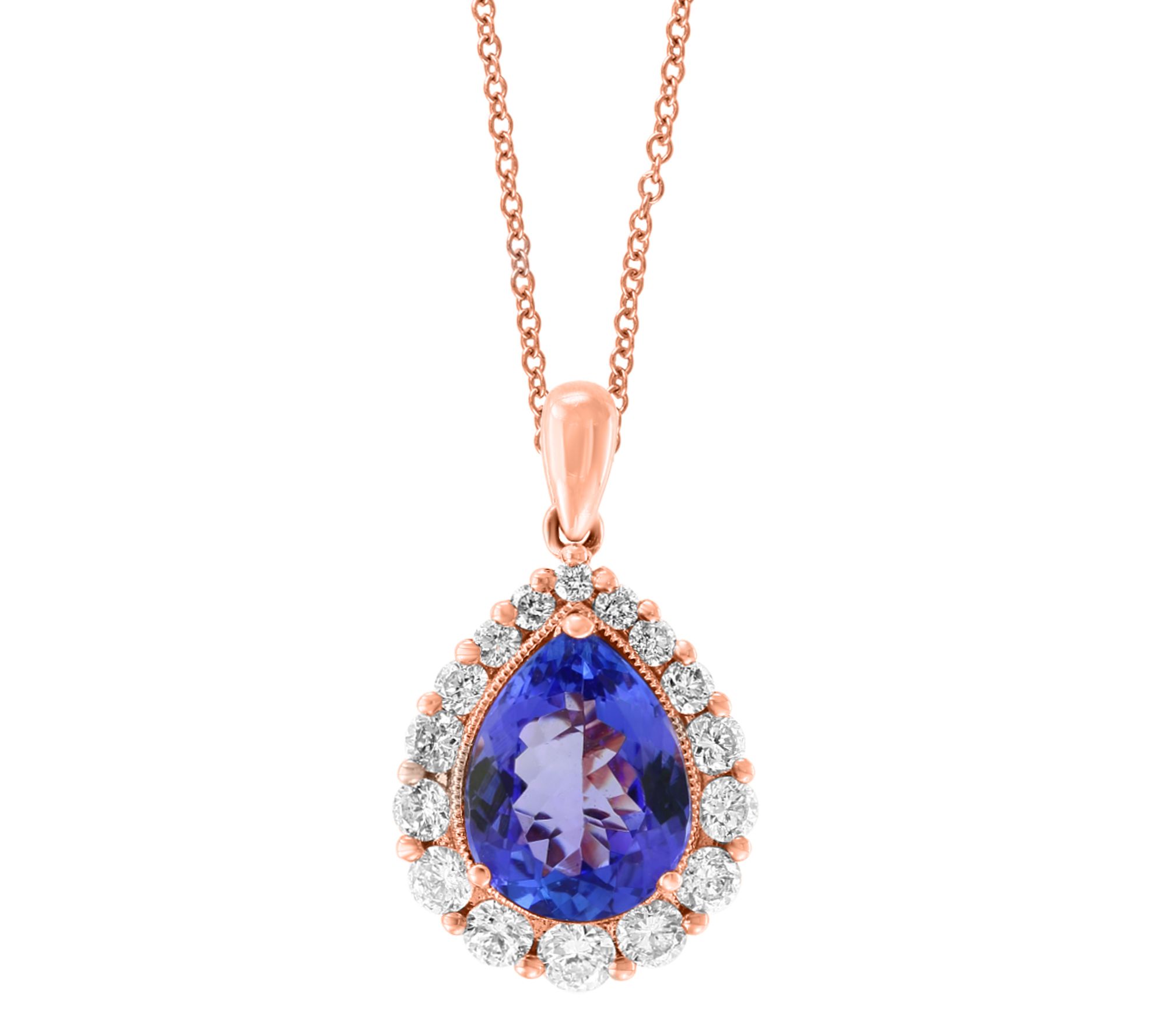 Effy Tanzanite & Diamond Pendant w/ Chain, 14 K Rose Gold