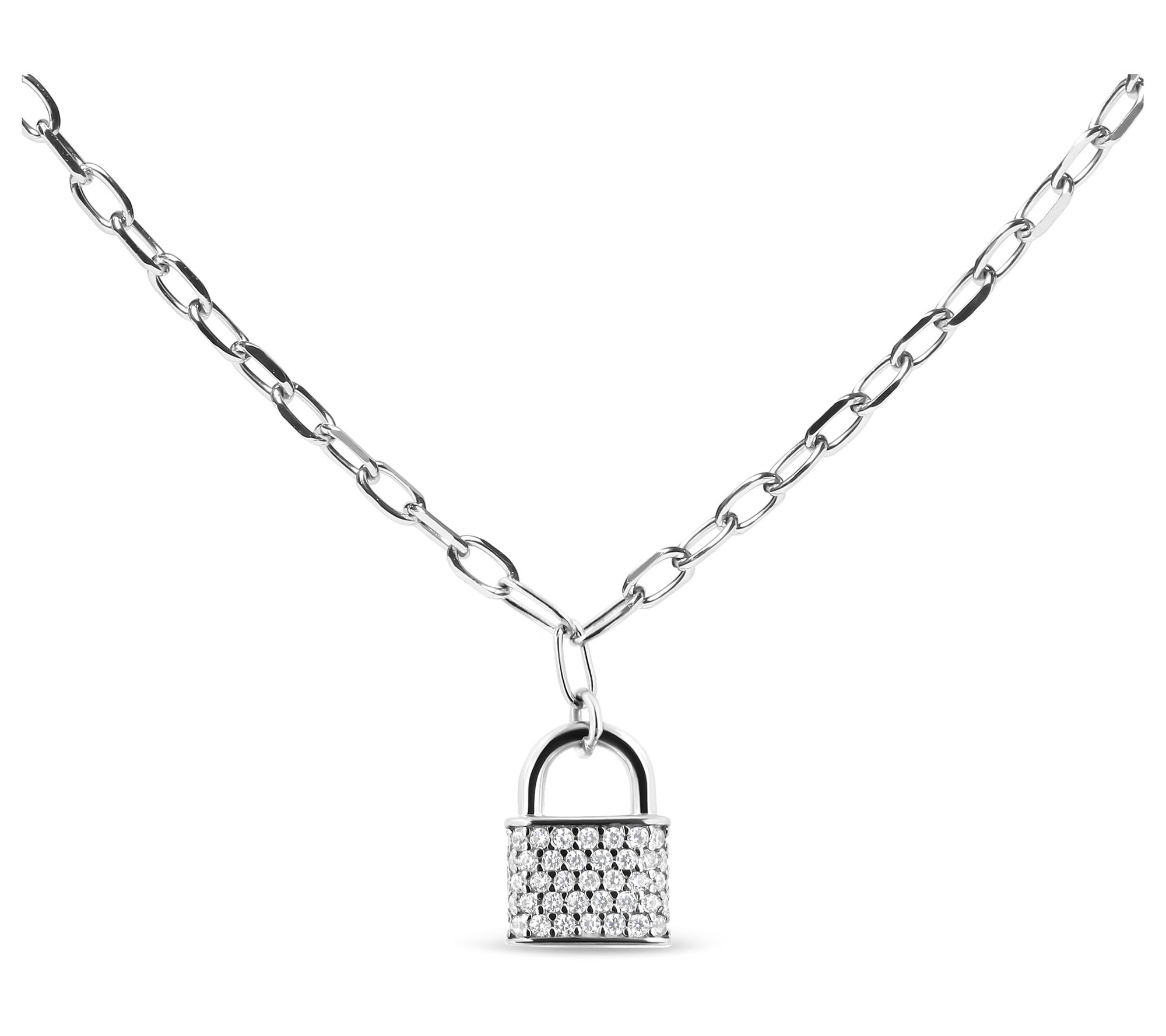 Haus of Brilliance 0.25 cttw Diamond Lock Necklace, Sterling