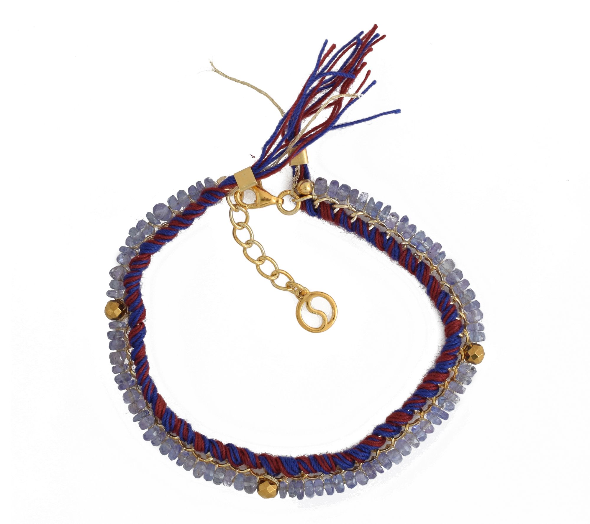 14K Gold Plated Tanzanite & Hematite Beaded Bracelet