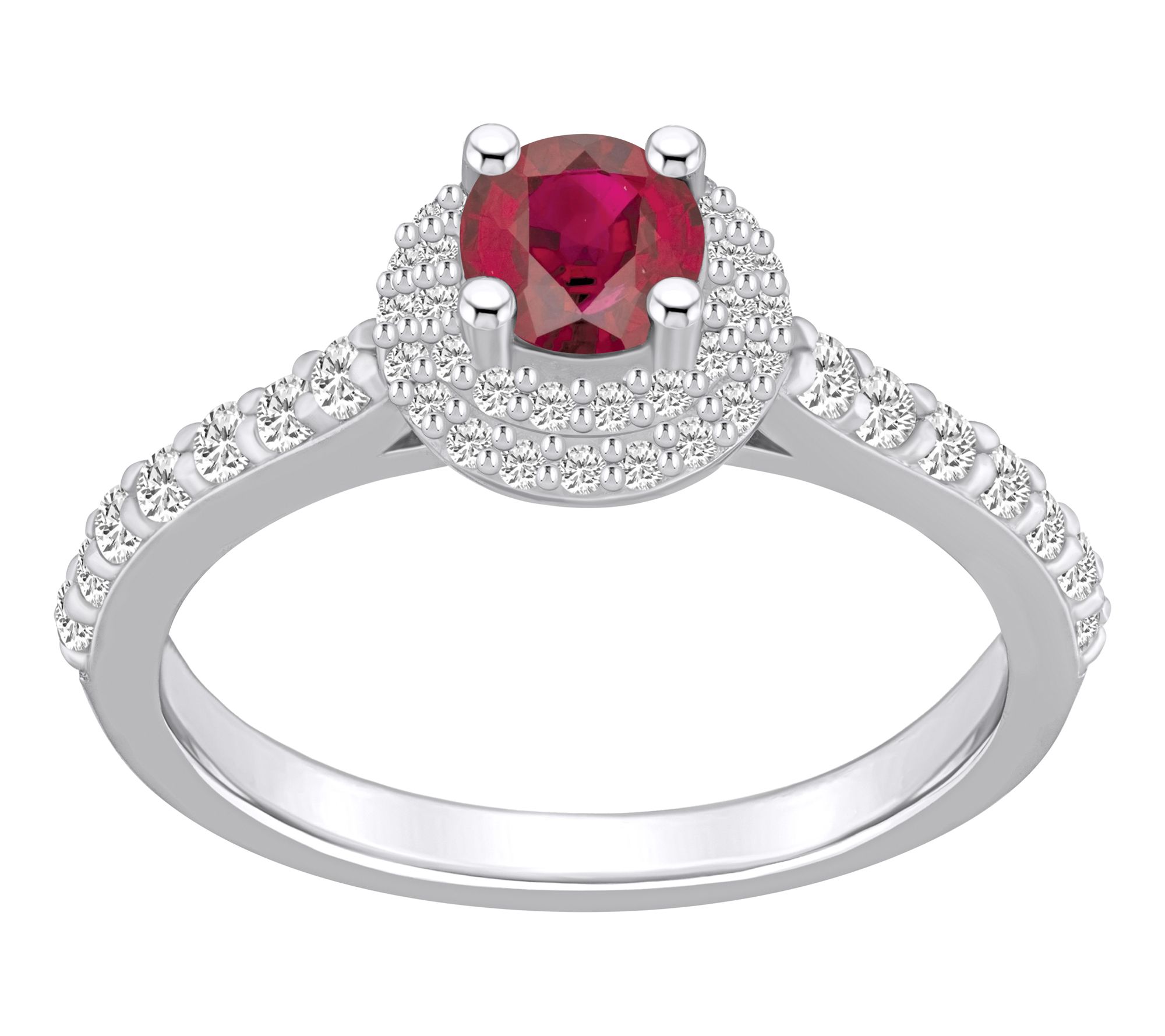 Affinity Gems Round Precious Gemstone & Diamond Halo Ring, 14K