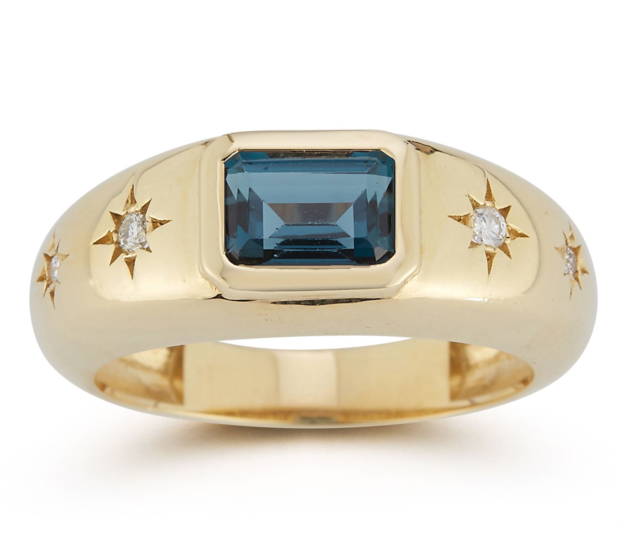 Luminosa Gold Gemstone & Diamond Accent Dome Ring, 14K