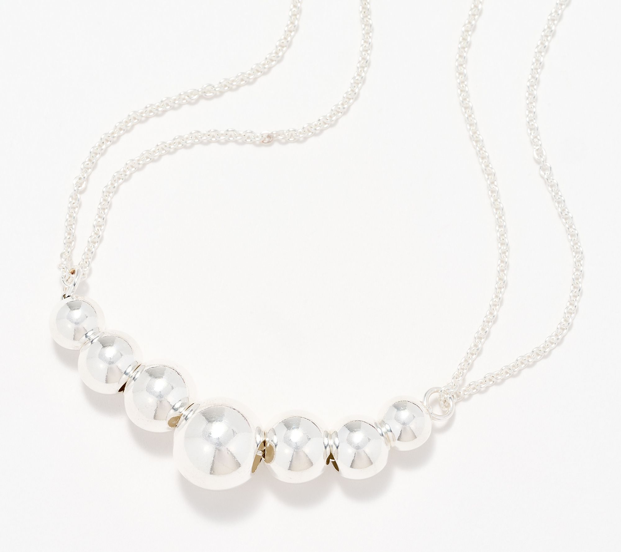UltraFine 950 Silver Adjustable Bead 18"-32" Necklace