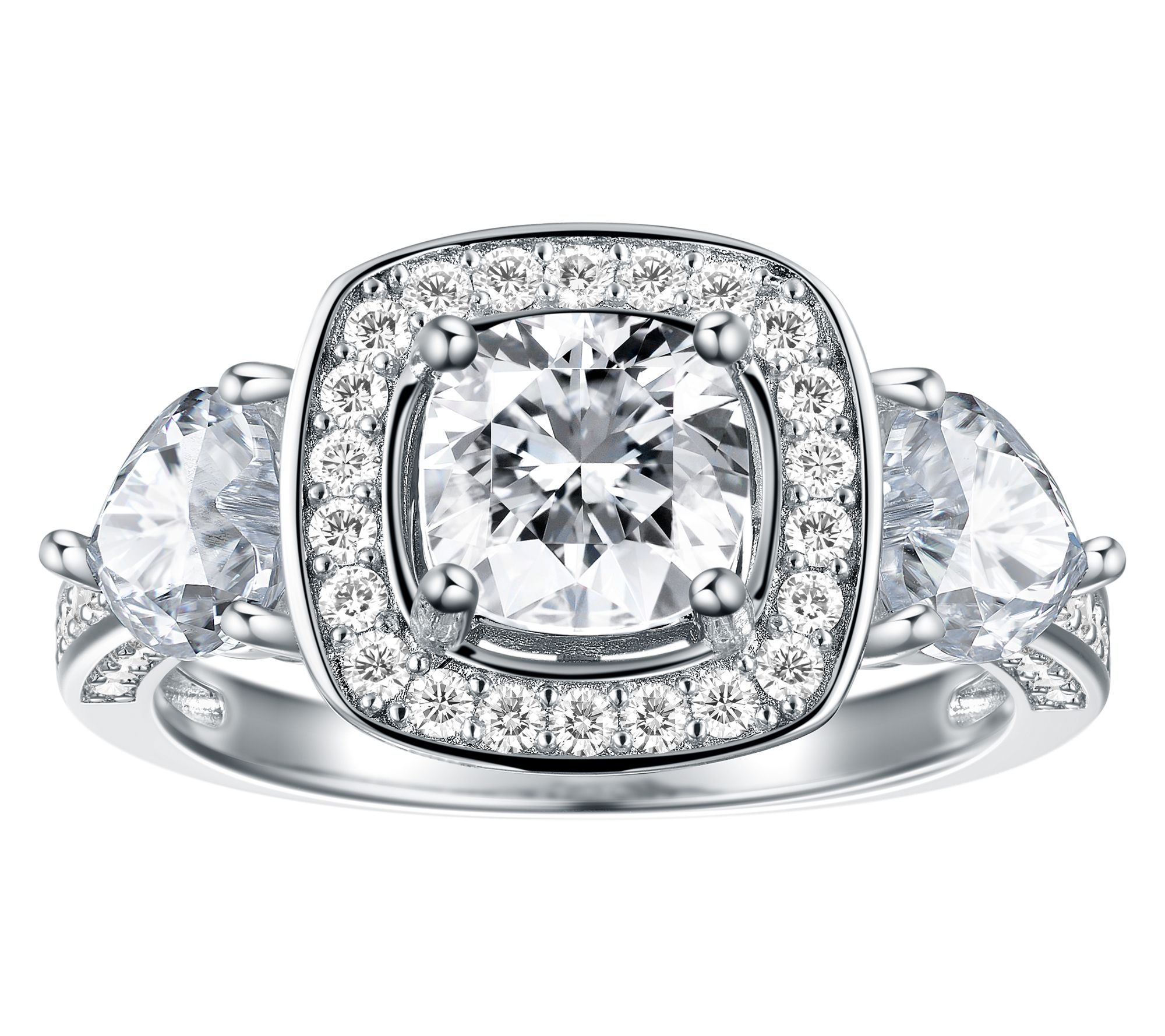 Moissanite Luxe 2.25 cttw Halo Ring, Sterling Silver