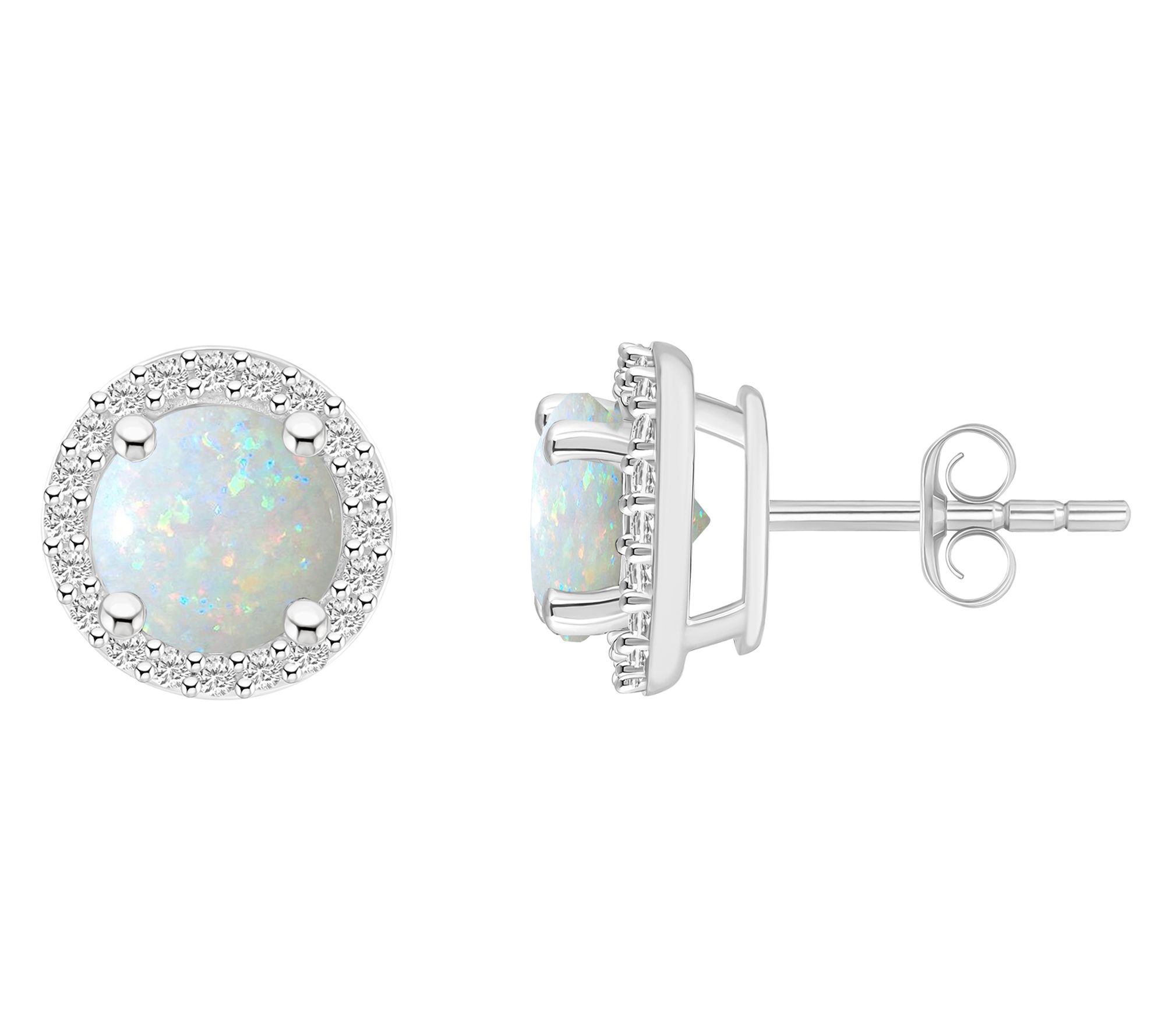 Affinity Gems Round Created Gemstone Halo Earrings, 10K Gold