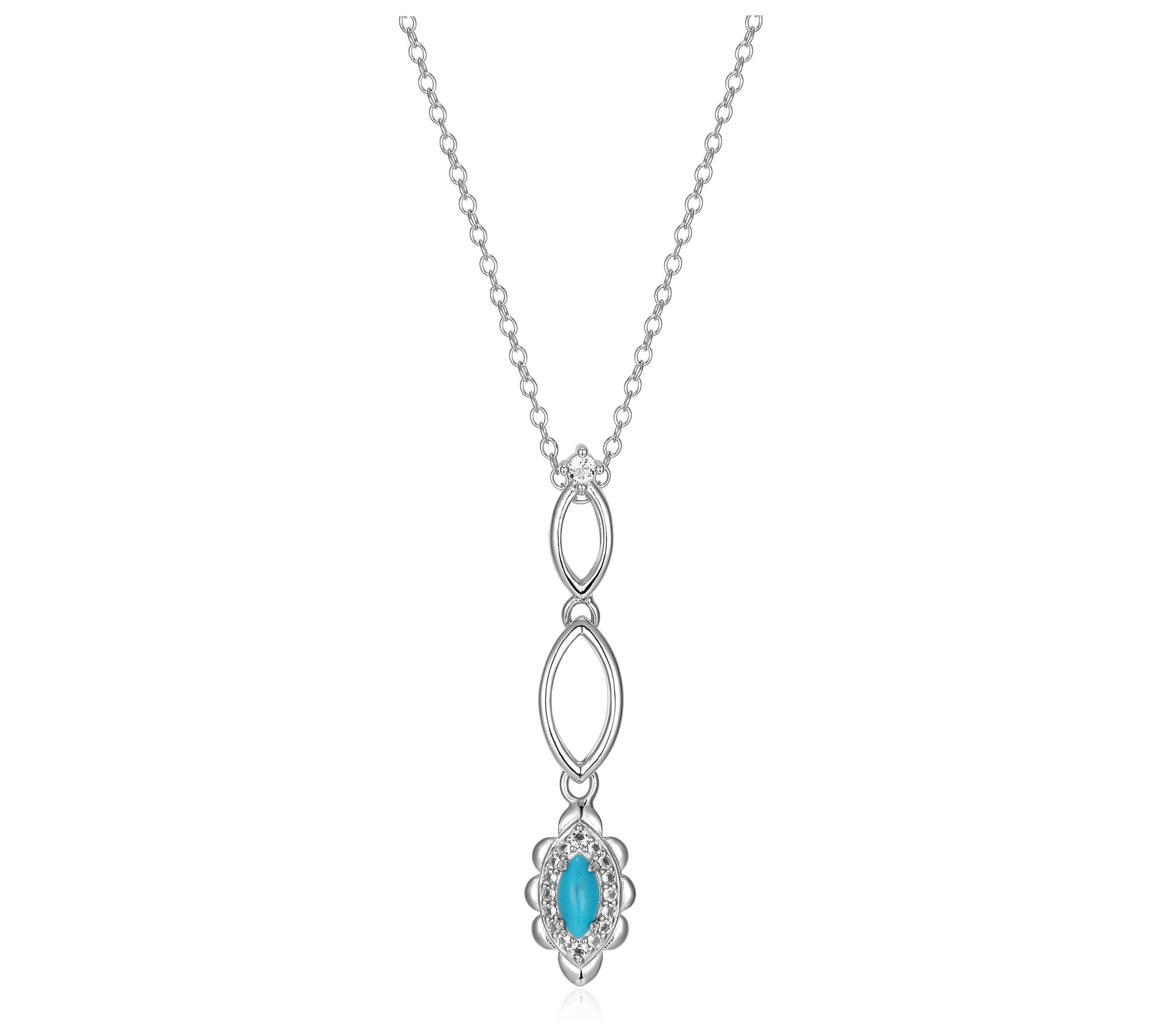 Affinity Gems Turquoise & White Topaz Necklace,Sterling