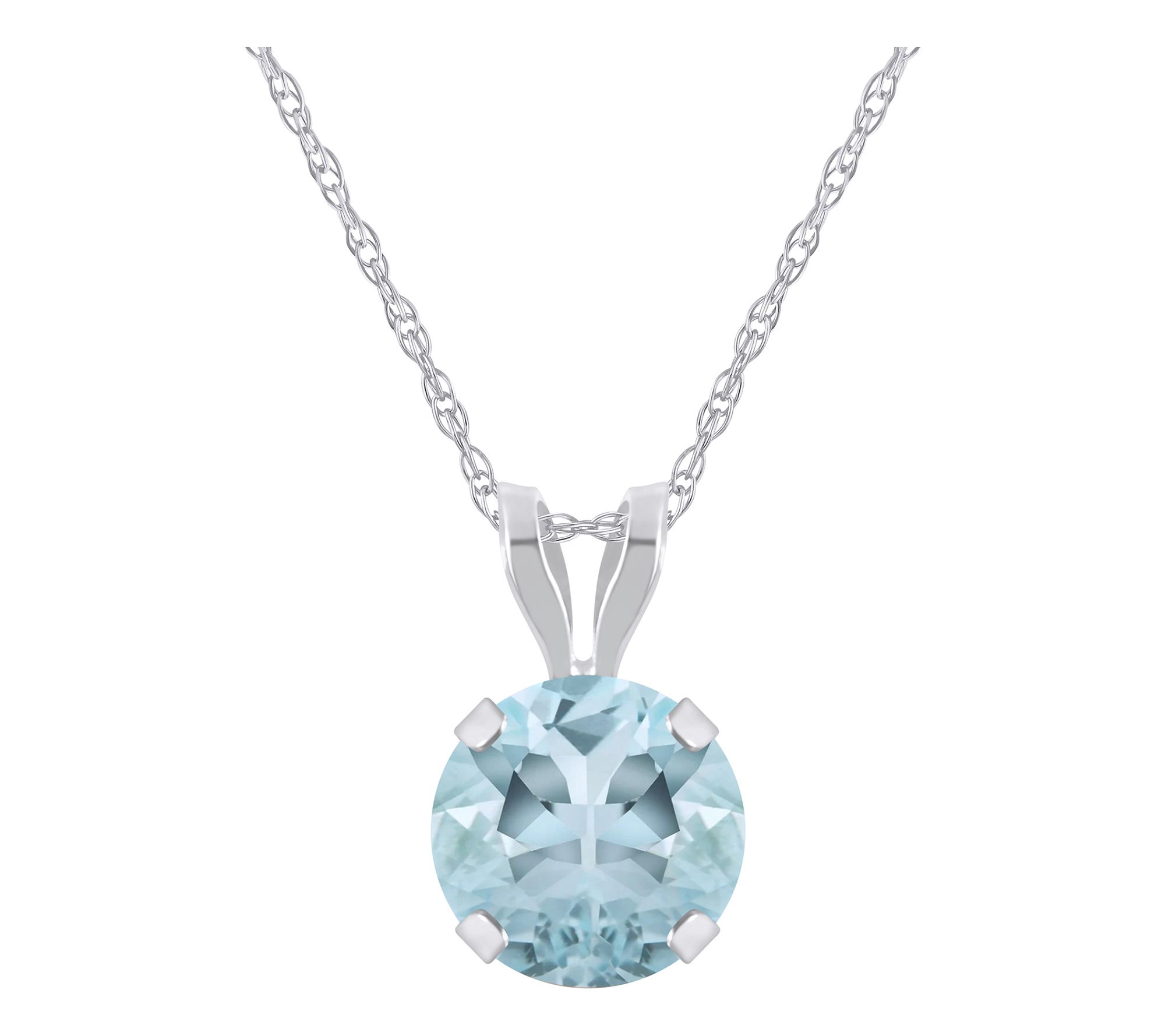 Affinity Gems Round Gemstone Pendant w/ Chain,10K White Gold