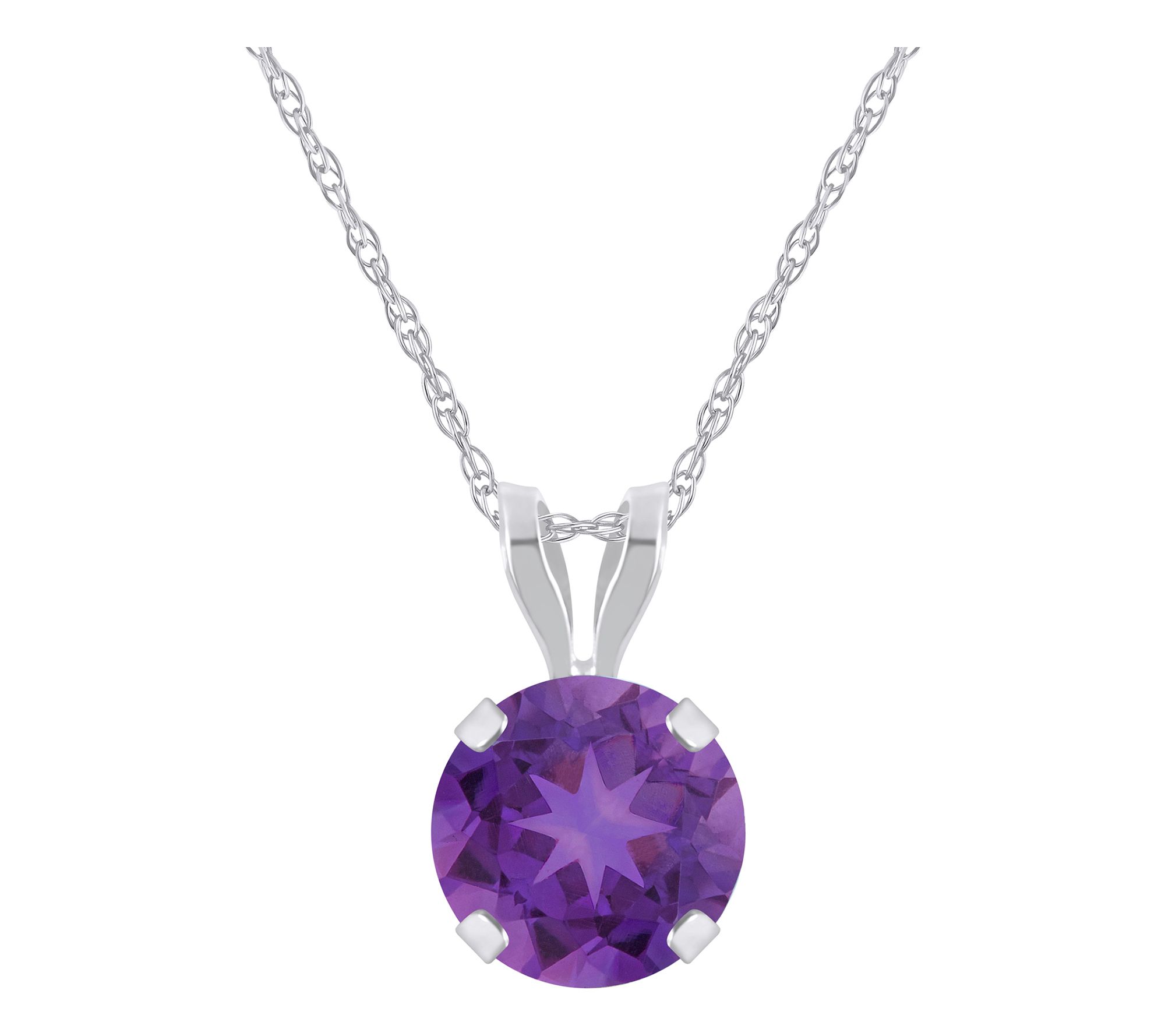 Affinity Gems Round Gemstone Pendant w/ Chain,10K White Gold