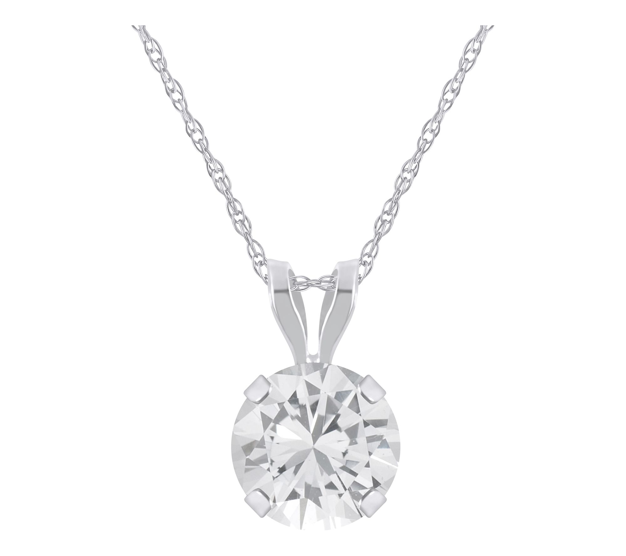 Affinity Gems Round Gemstone Pendant w/ Chain,10K White Gold