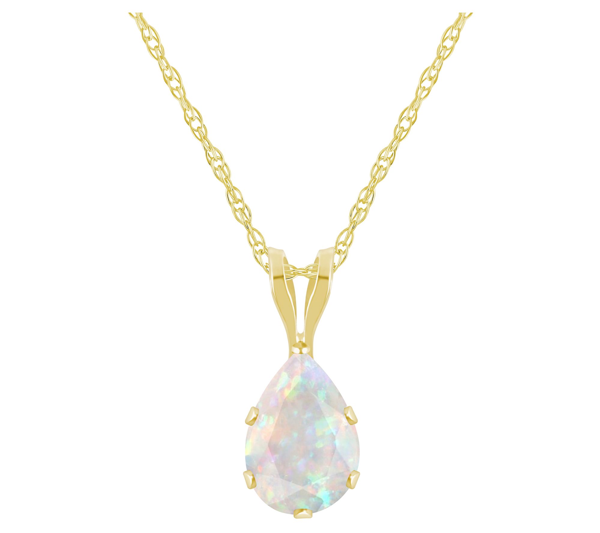 Affinity Gems Pear Cut Created Gemstone Necklace, 10K Gold