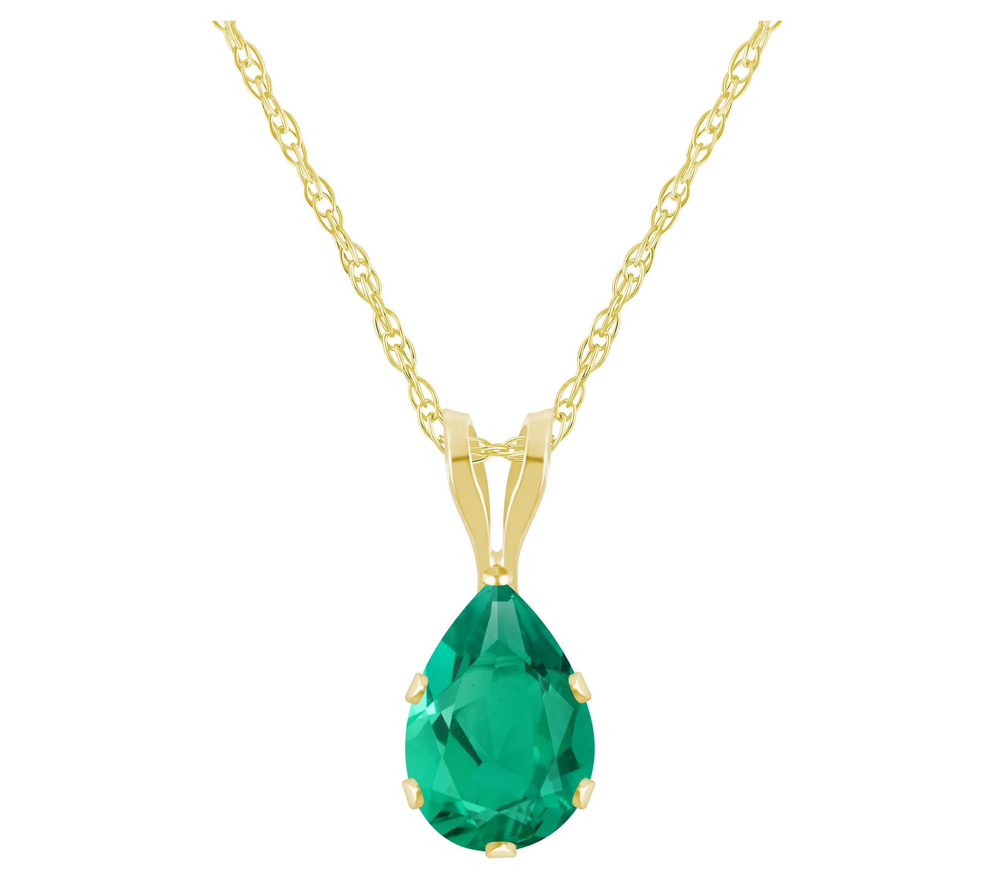 Affinity Gems Pear Cut Created Gemstone Necklace, 10K Gold