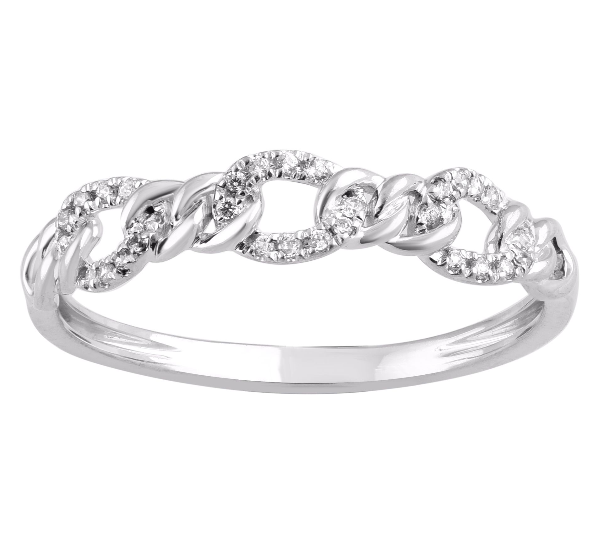 Accents by Affinity Diamond Pave Link Ring, Sterling Silver