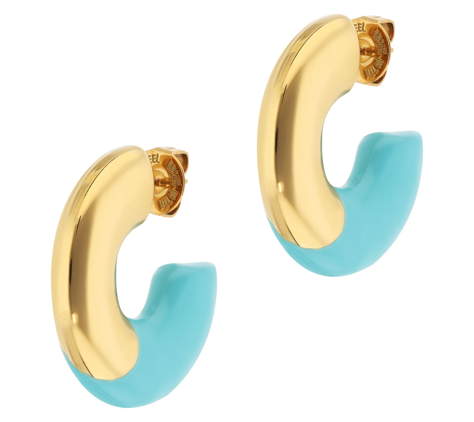 Steel By Design Enamel Hoop Earrings