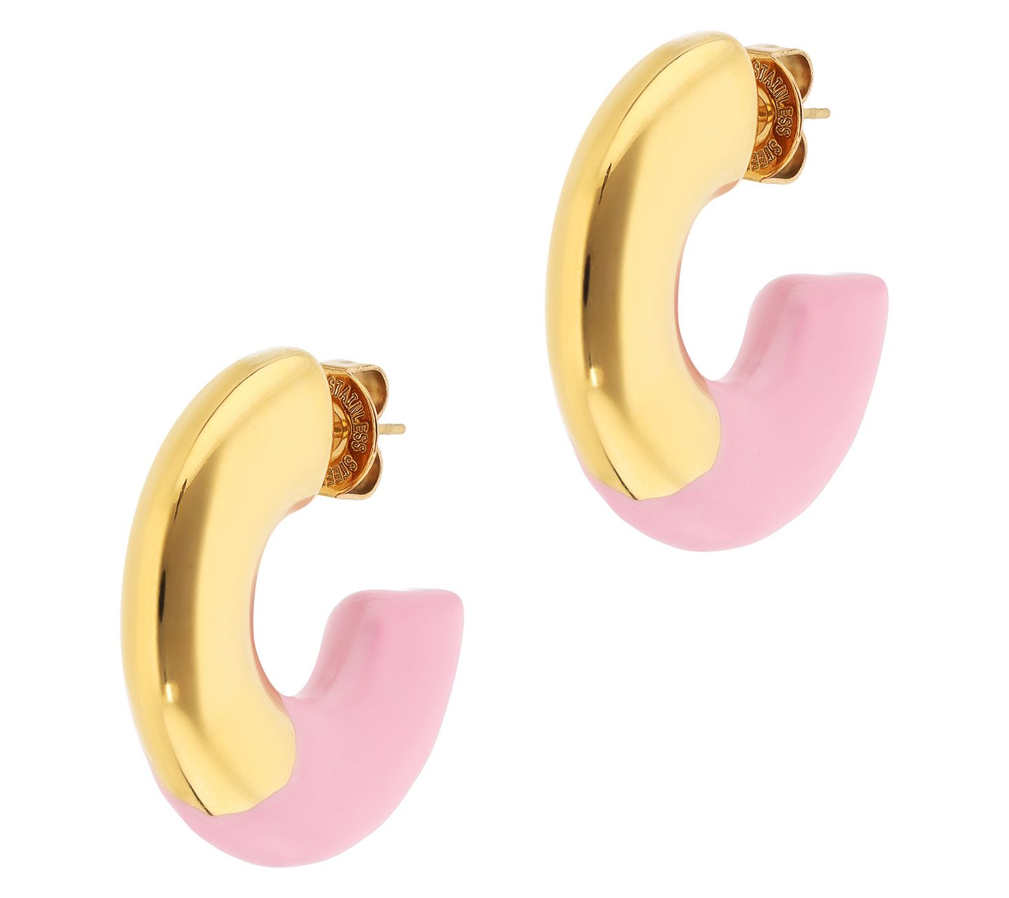 Steel By Design Enamel Hoop Earrings