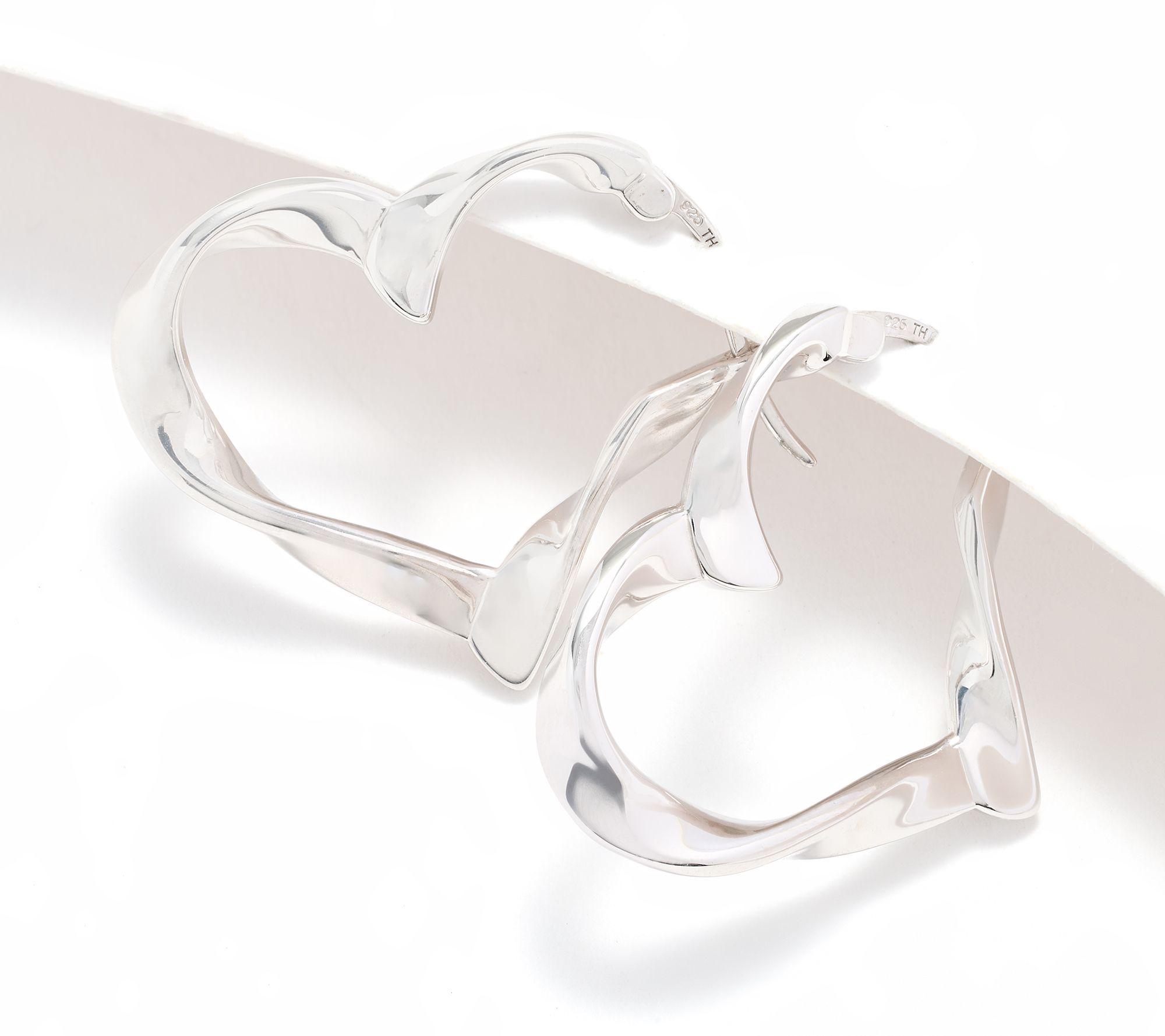 Christian James by Scott Grimes Sterling Silver 1" Ripple Heart Hoop Earrings