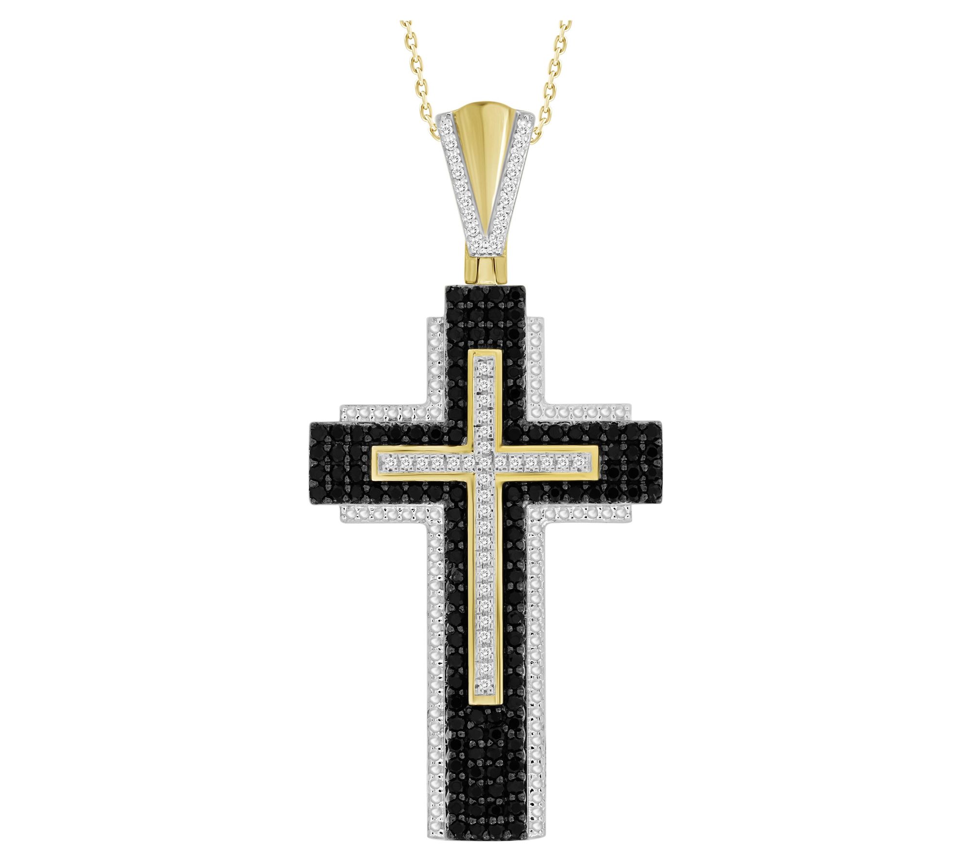 Men's 1.00 cttw Diamond Cross Pendant, 10K Gold