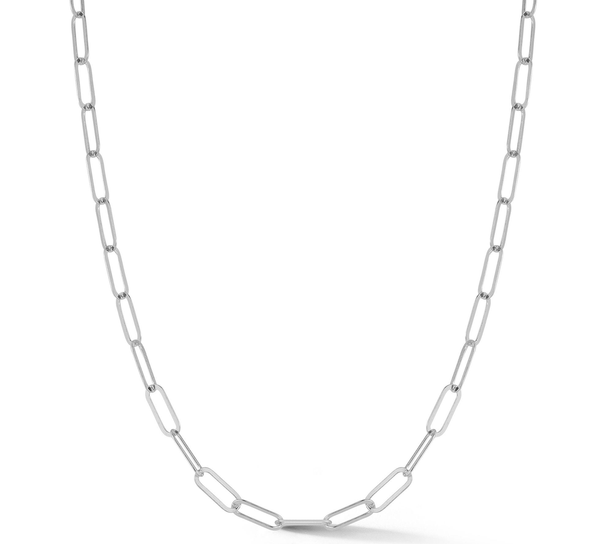 Italian Silver 18" Thin Paperclip Chain Necklace, Sterling