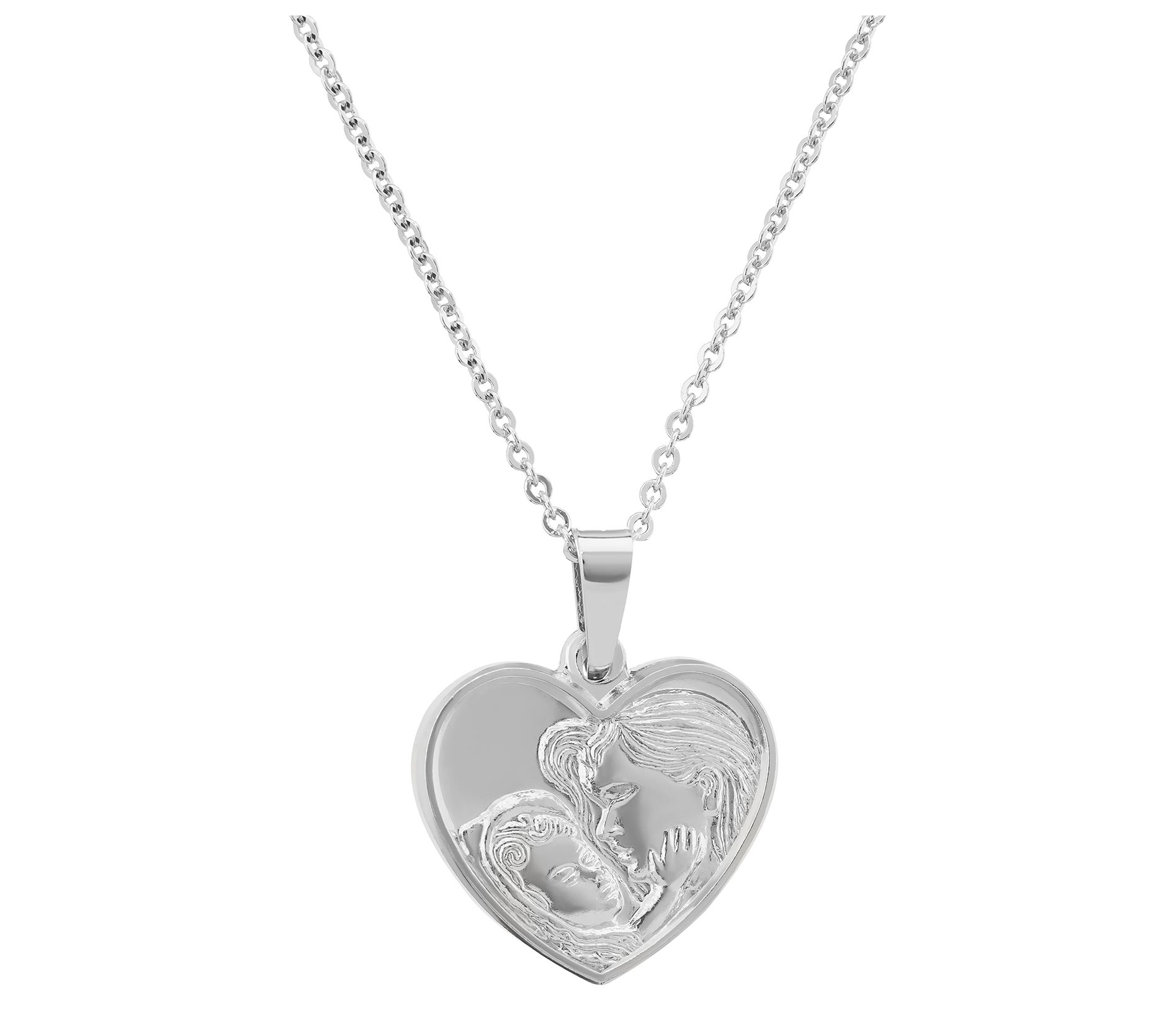Bronzo Italia Mom & Baby Heart Pendant w/ Chain