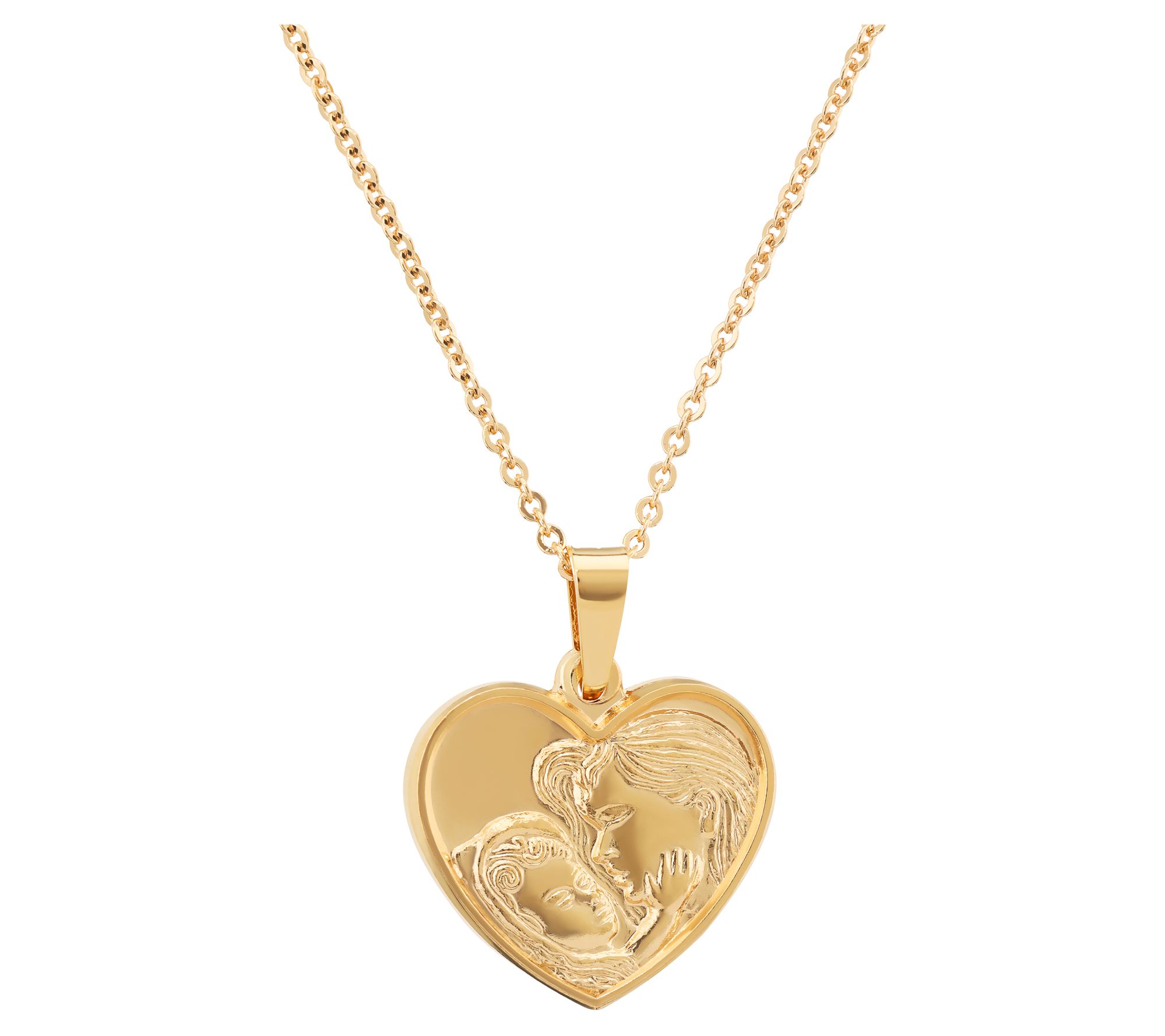 Bronzo Italia Mom & Baby Heart Pendant w/ Chain
