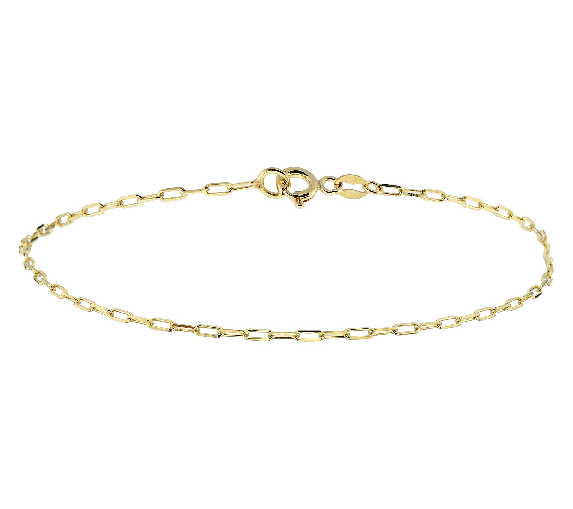 Adorna 14K Gold 1mm Solid Paperclip Chain  Bracelet