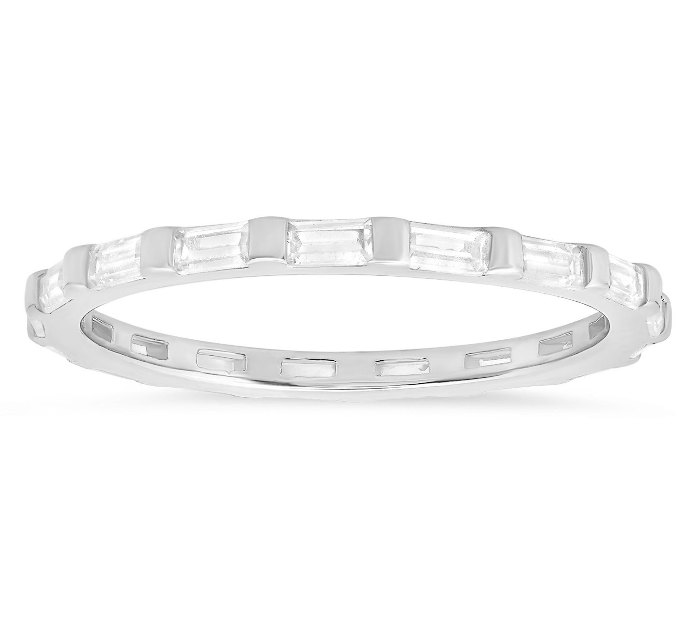 Diamonique Baguette Cut Stackable Eternity Ring, Sterling