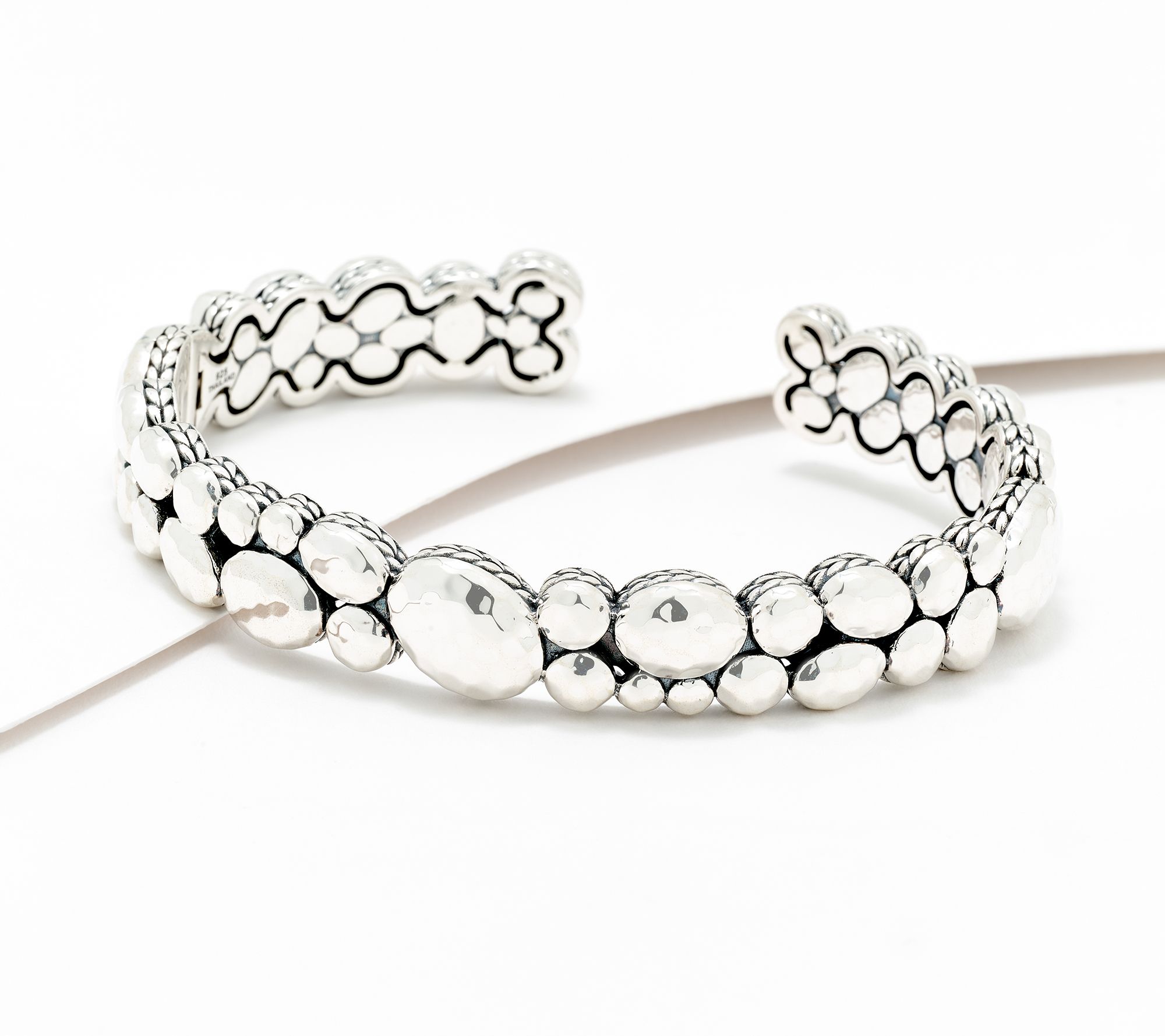 JAI Ireland Sterling Silver Hammered Cobblestone Cuff, 38.5g