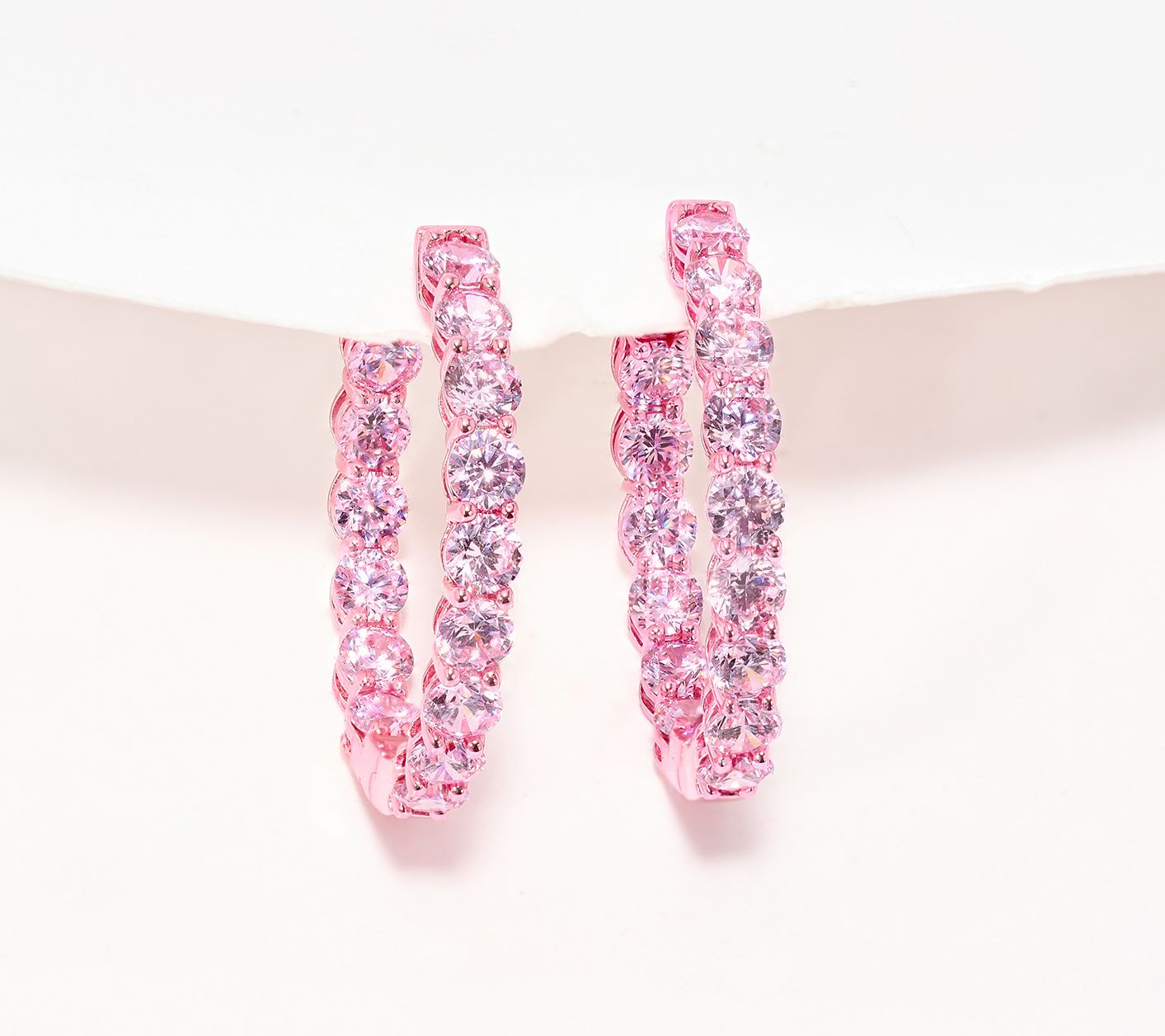 Diamonique x Jennifer Miller Pave Ecoat 7/8" Hoop Earrings, Sterling Silver