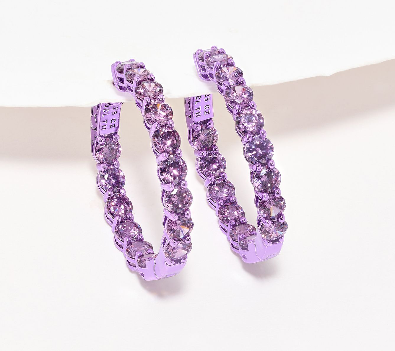 Diamonique x Jennifer Miller Pave Ecoat 7/8" Hoop Earrings, Sterling Silver