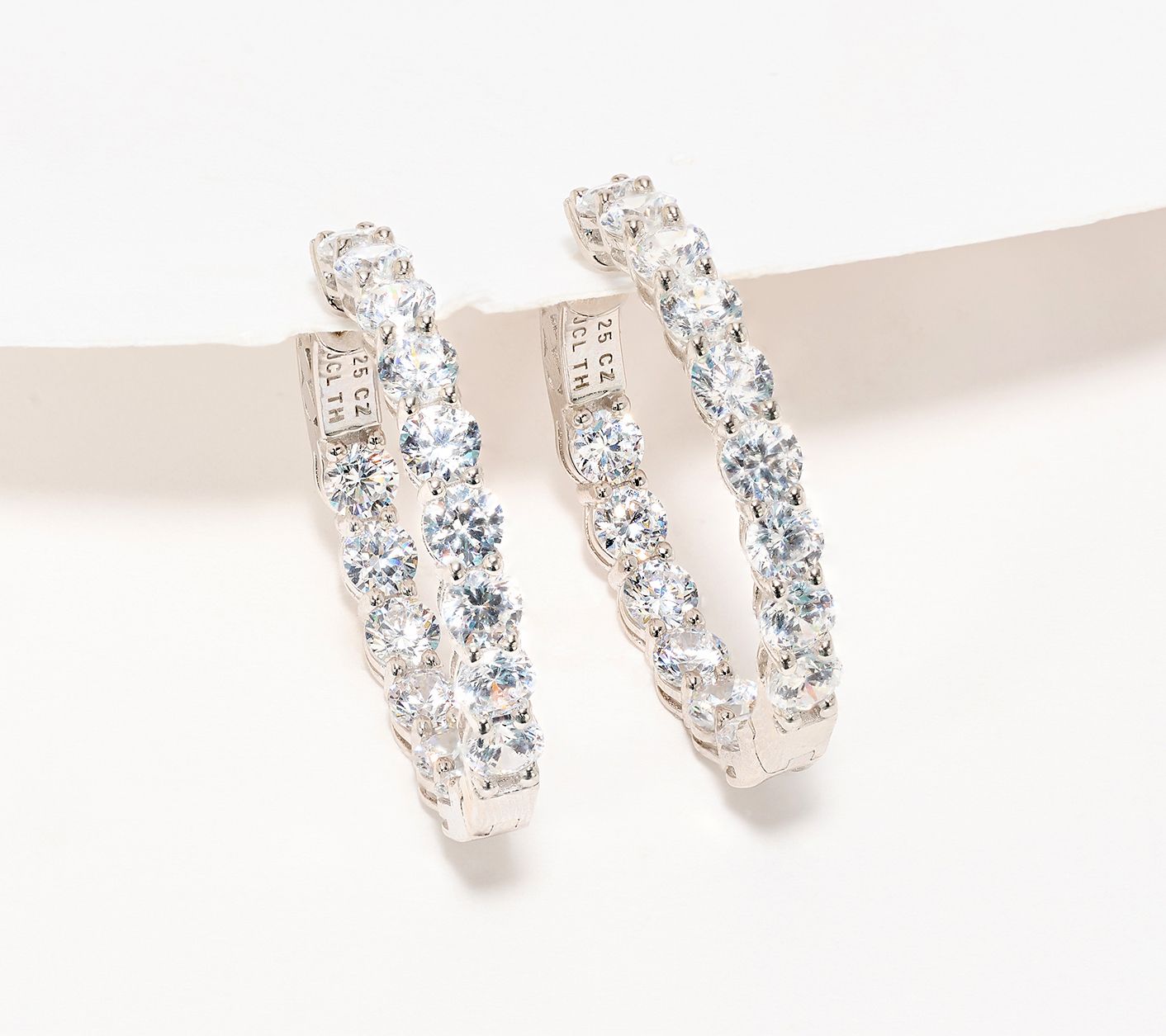 Diamonique x Jennifer Miller Pave Ecoat 7/8" Hoop Earrings, Sterling Silver