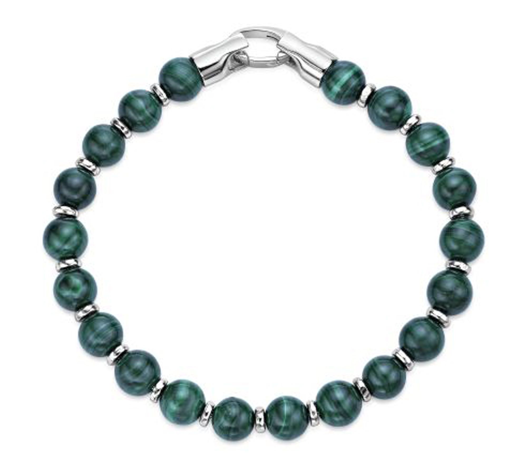 LYNX Men's Sterling Silver Simulated Gemstone Bead Bracelet