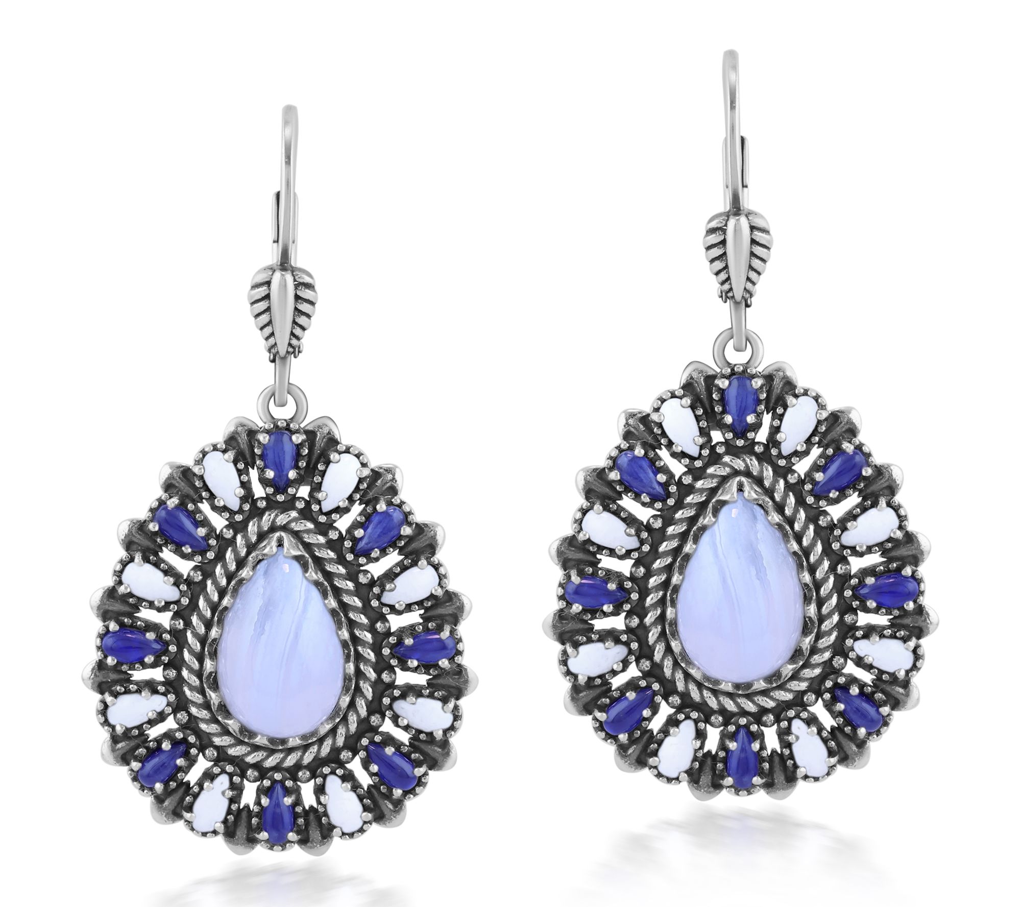 American West Sterling Cluster Pear Cut DangleEarrings