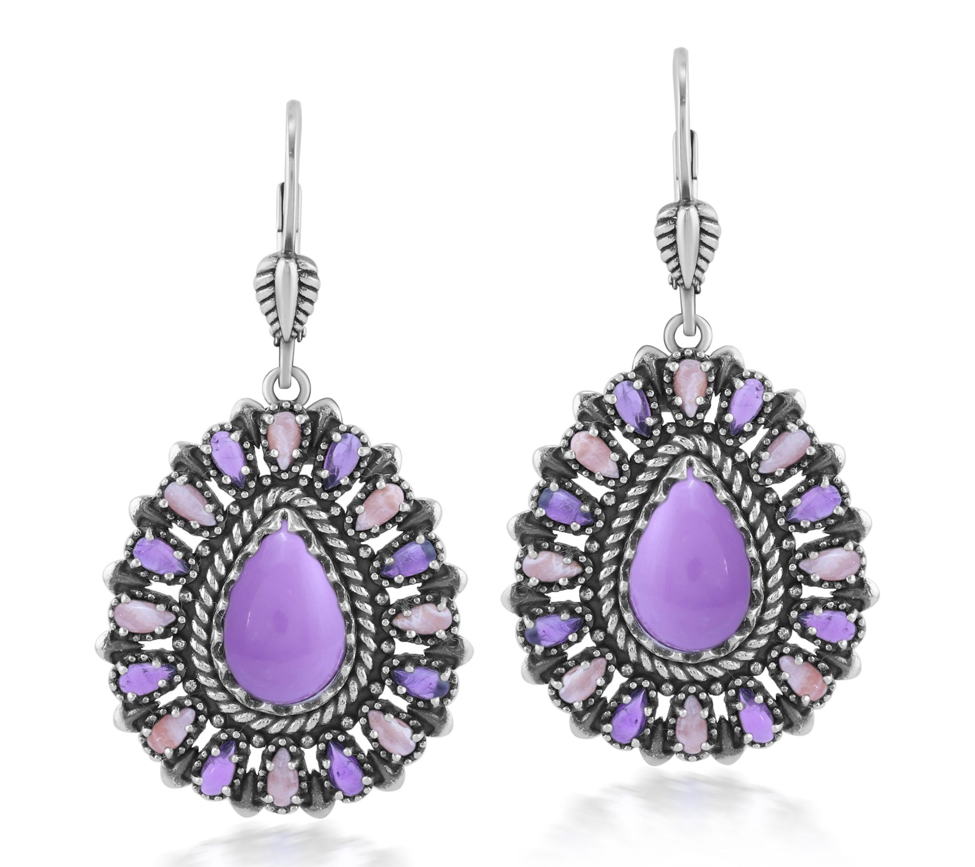 American West Sterling Cluster Pear Cut DangleEarrings