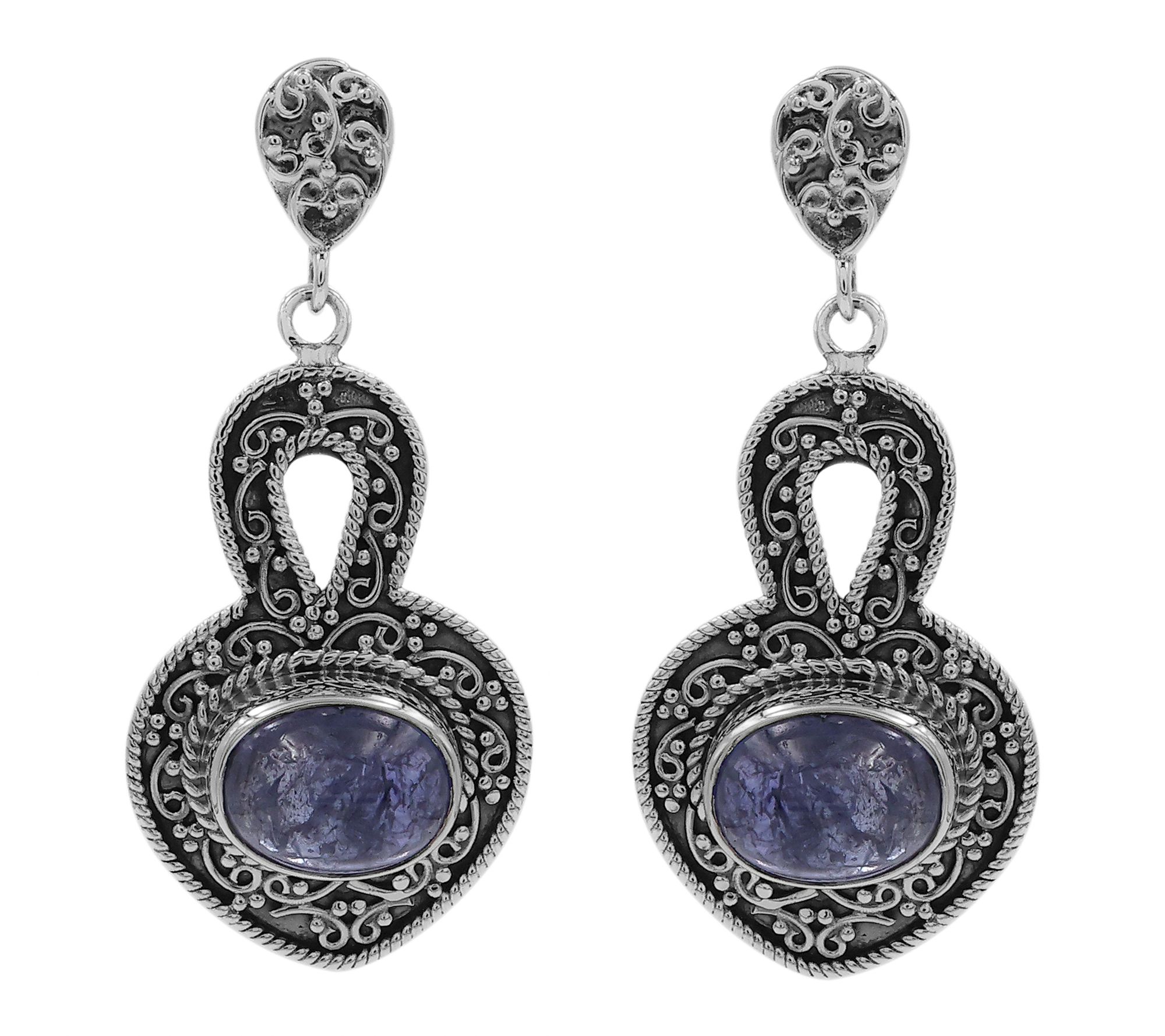 Artisan Crafted Sterling Silver Tanzanite OvalDangle Earrings
