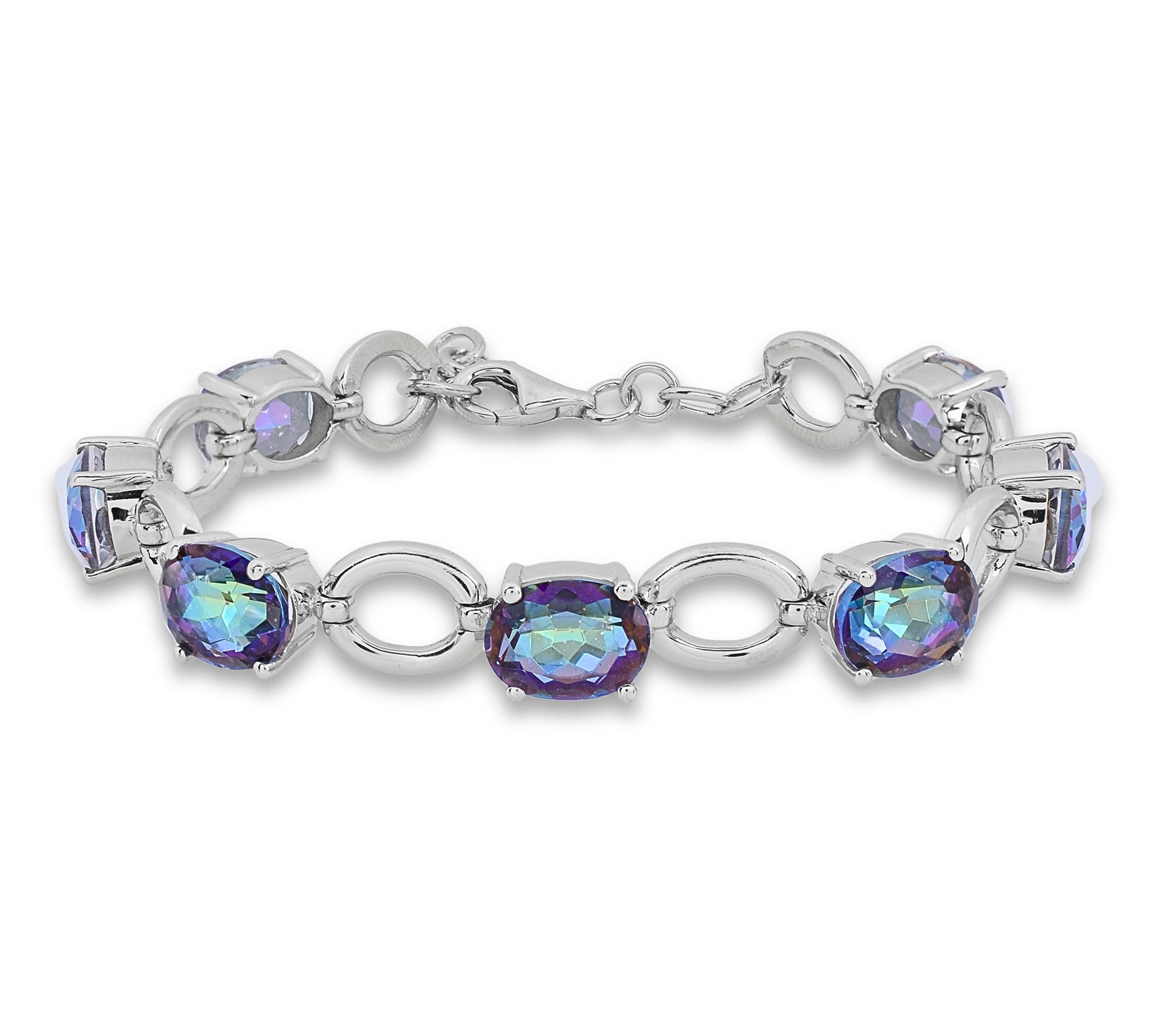 Affinity Gems Blue Coated Quartz Station Bracelet, Sterling