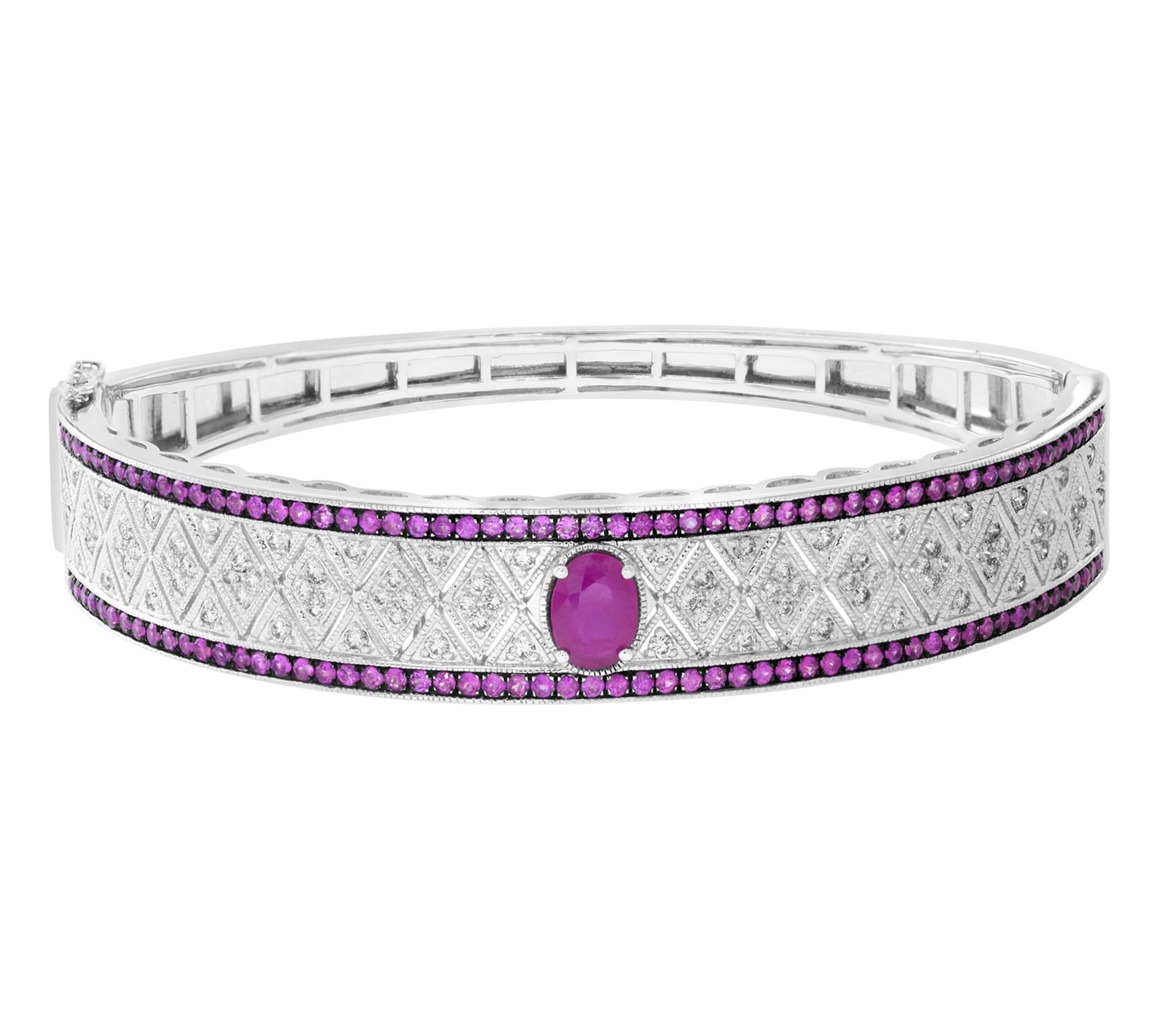 Effy Diamond & Ruby Bangle, Sterling Silver