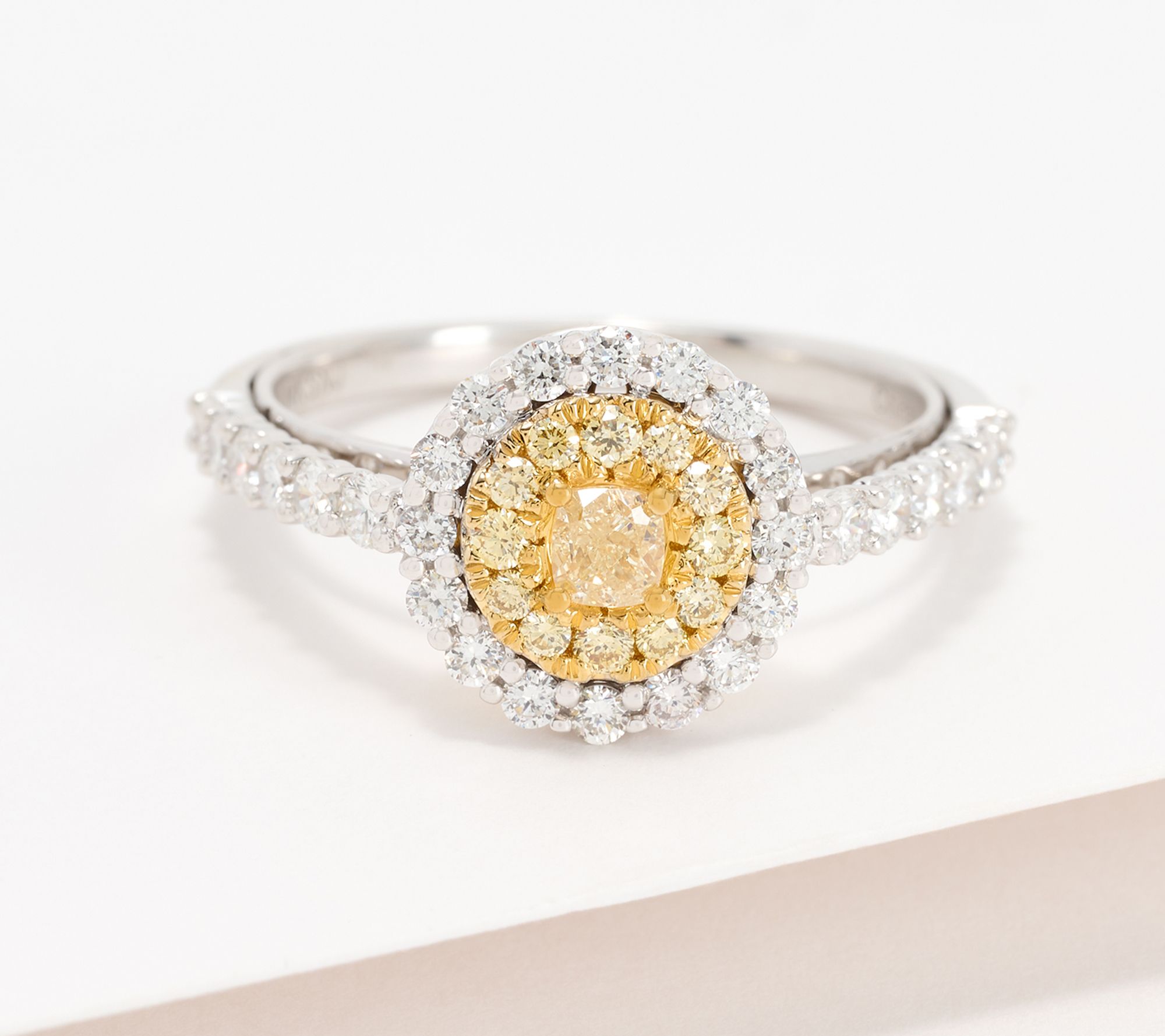 "As Is" Affinity Diamonds Yellow CushionHalo1.00 cttwRing,14KGld