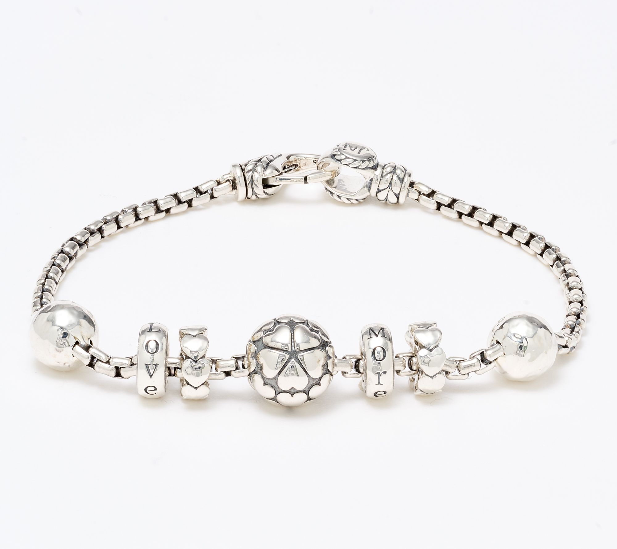 JAI Sterling Silver Symbols of Love Love More Bracelet, 15.3g