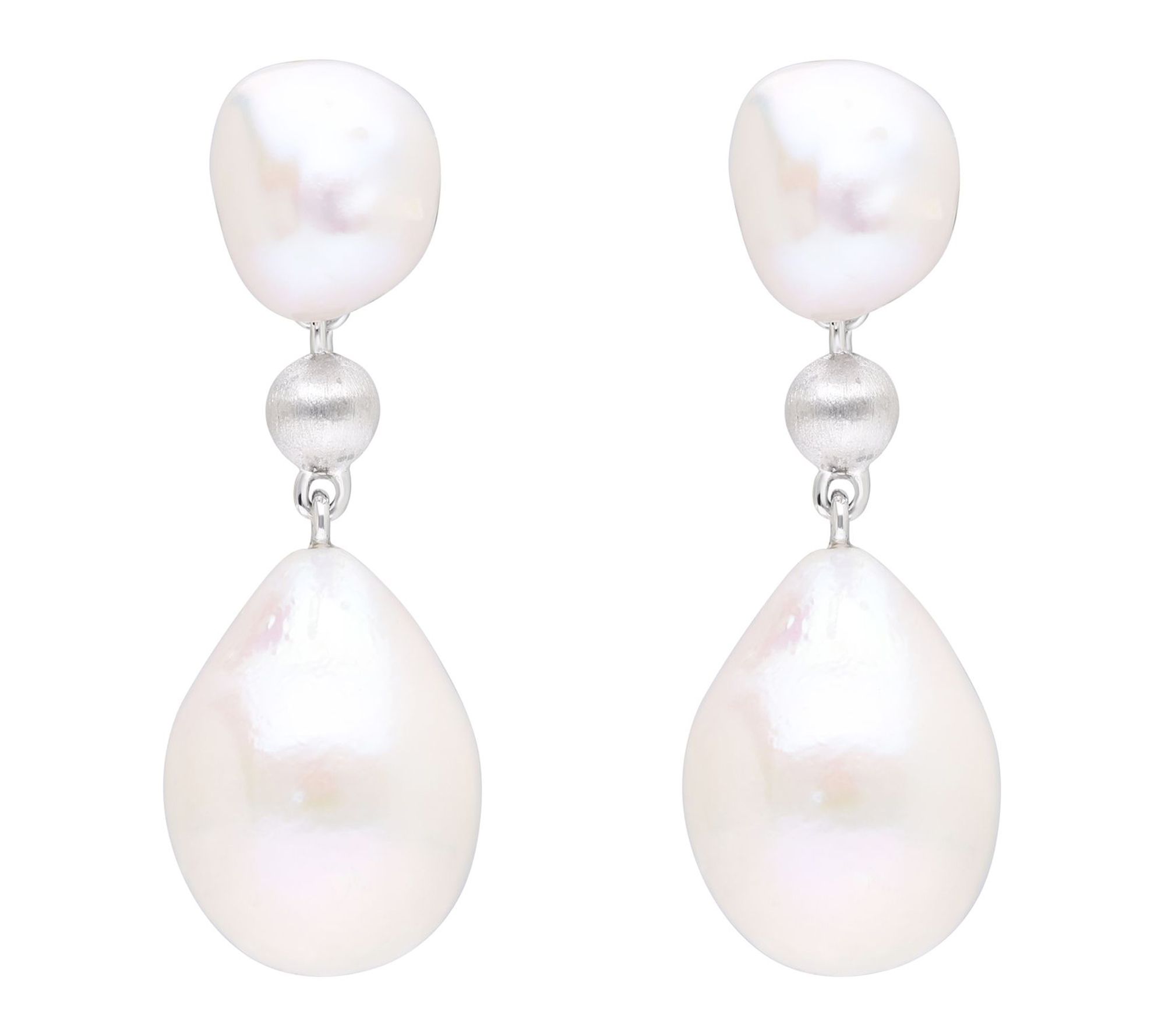 Elyse Ryan Sterling Cultured Baroque Pearl DropEarrings