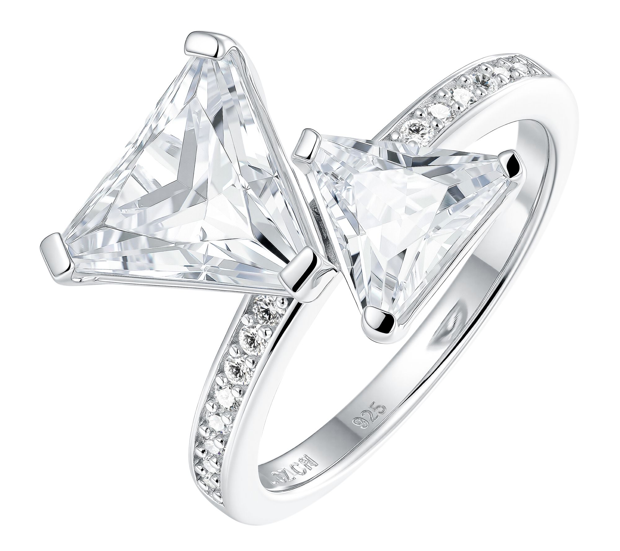 Diamonique x Jennifer Miller Trillion Toi et Moi Ring, Sterling